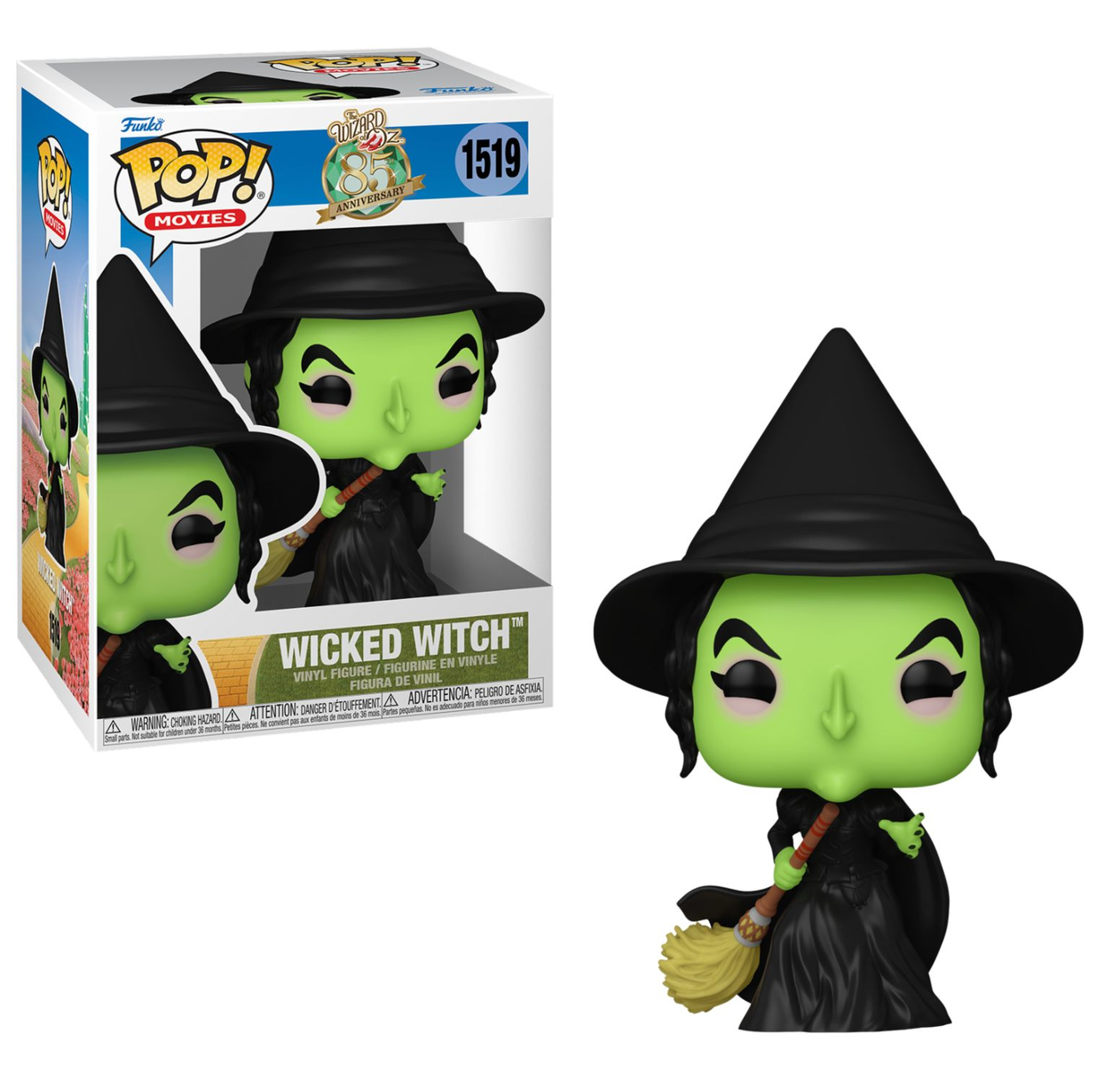 Una figura Funko Pop della Strega Cattiva nella sua scatola e accanto.