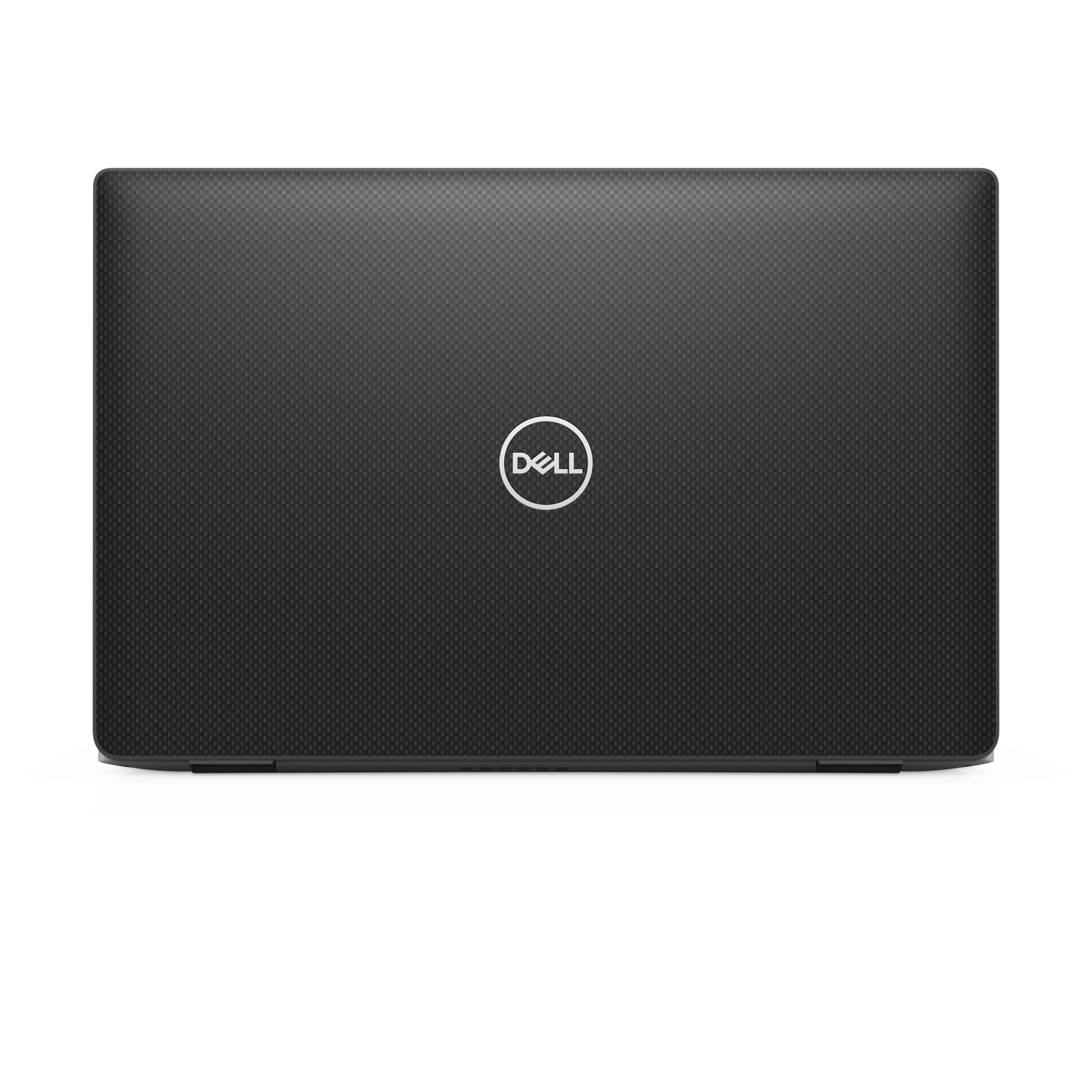 Un laptop nero chiuso su bianco. Il logo Dell è centrato.