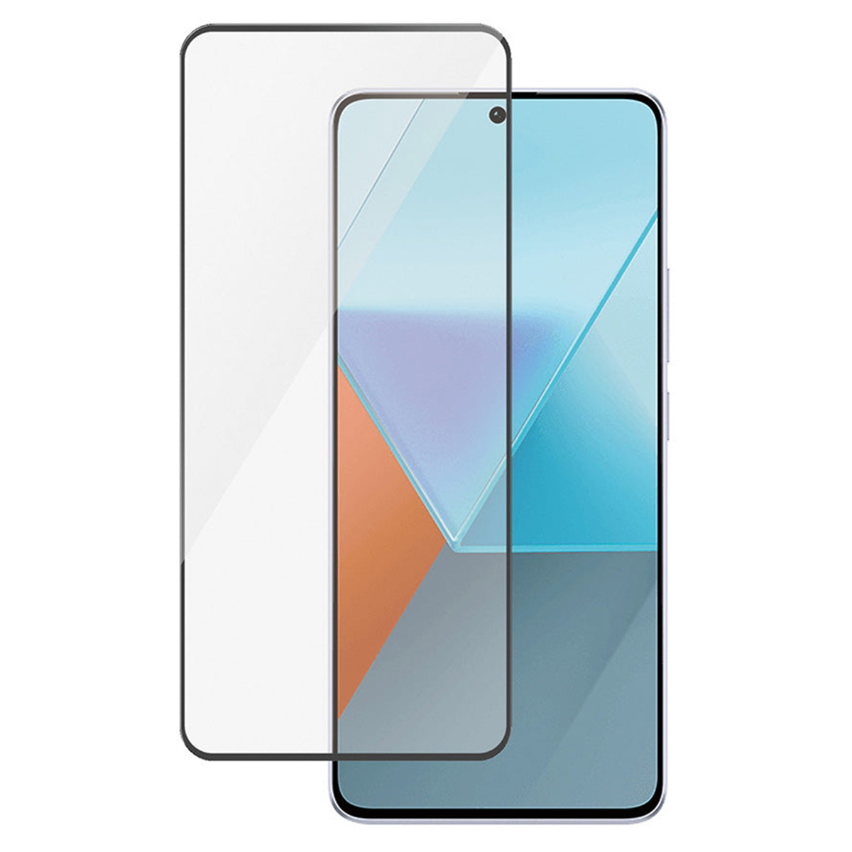 Telefono e protezione schermo. Protezione schermo trasparente, telefono blu.
