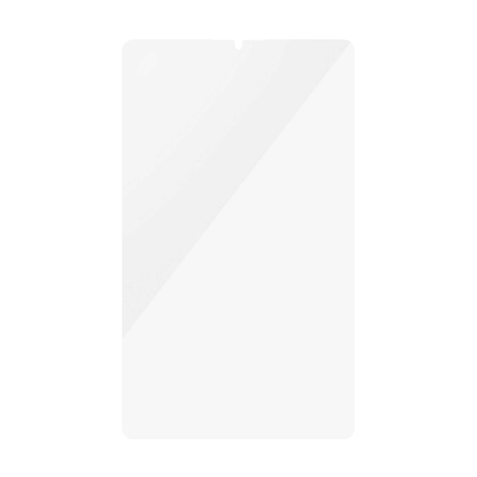 Transparante schermbeschermer voor een telefoon, rechthoekige vorm, witte achtergrond.