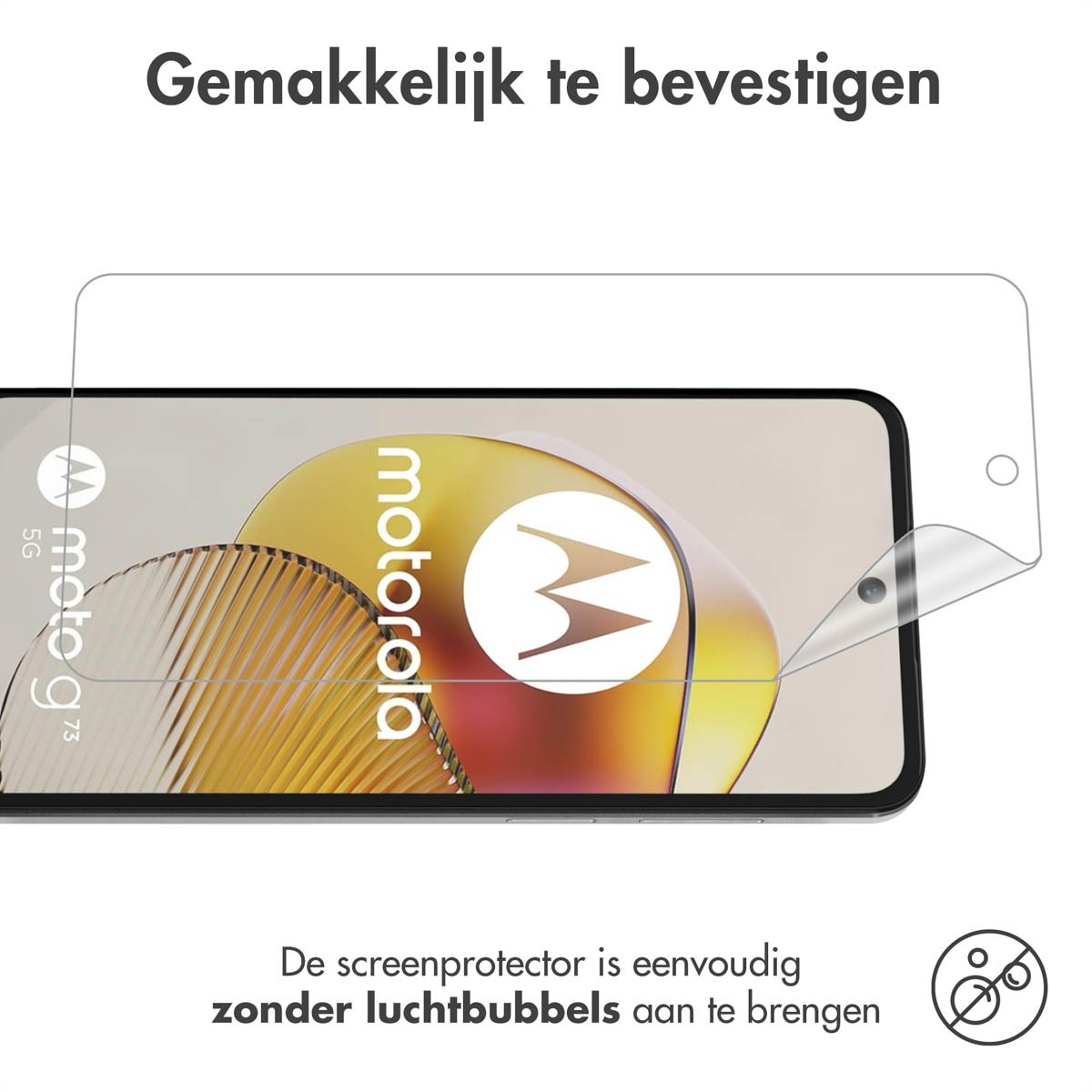 Screenprotector voor Motorola Moto G73 5G, eenvoudig zonder luchtbubbels aan te brengen.