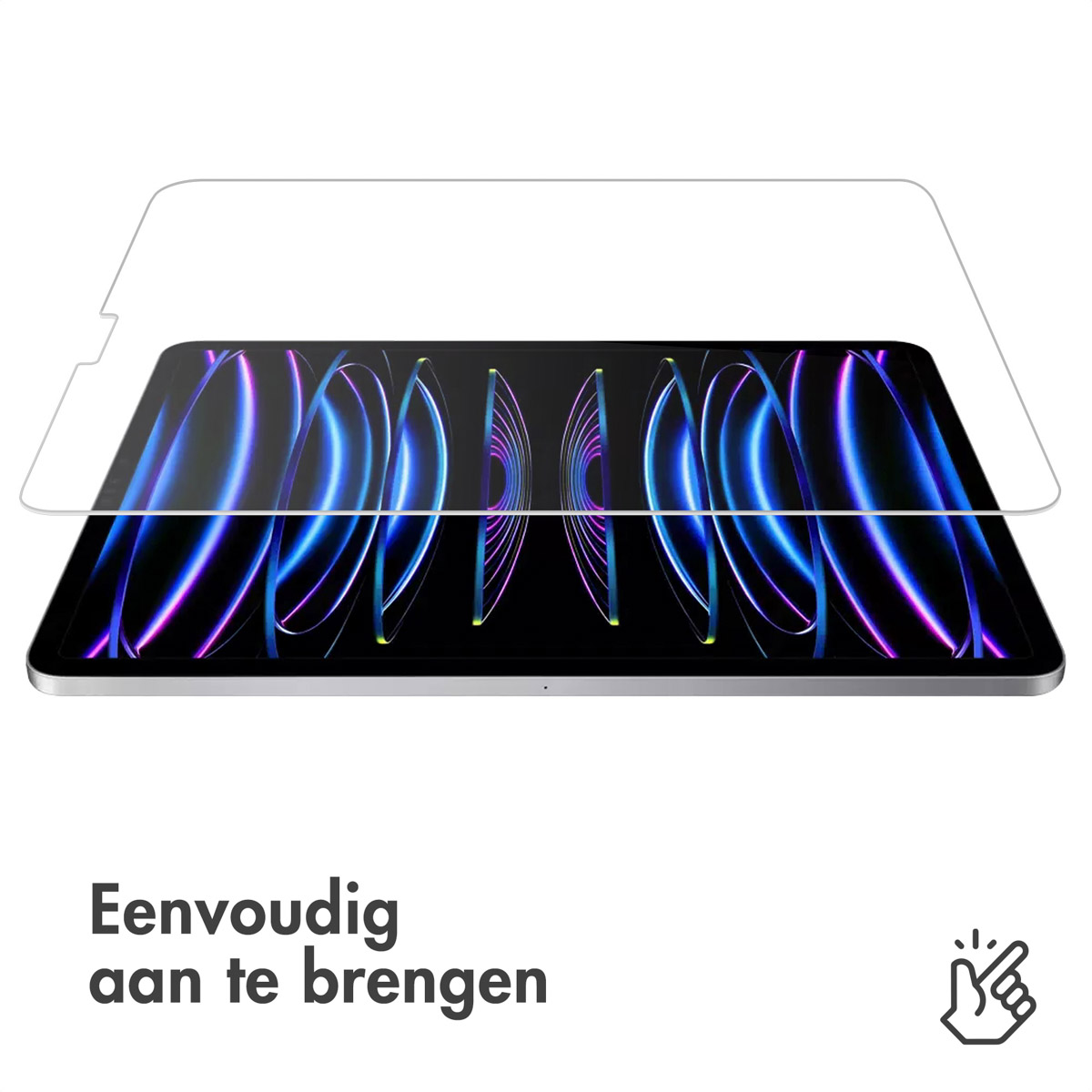 Een iPad met een schermbeschermer, klaar om aangebracht te worden.