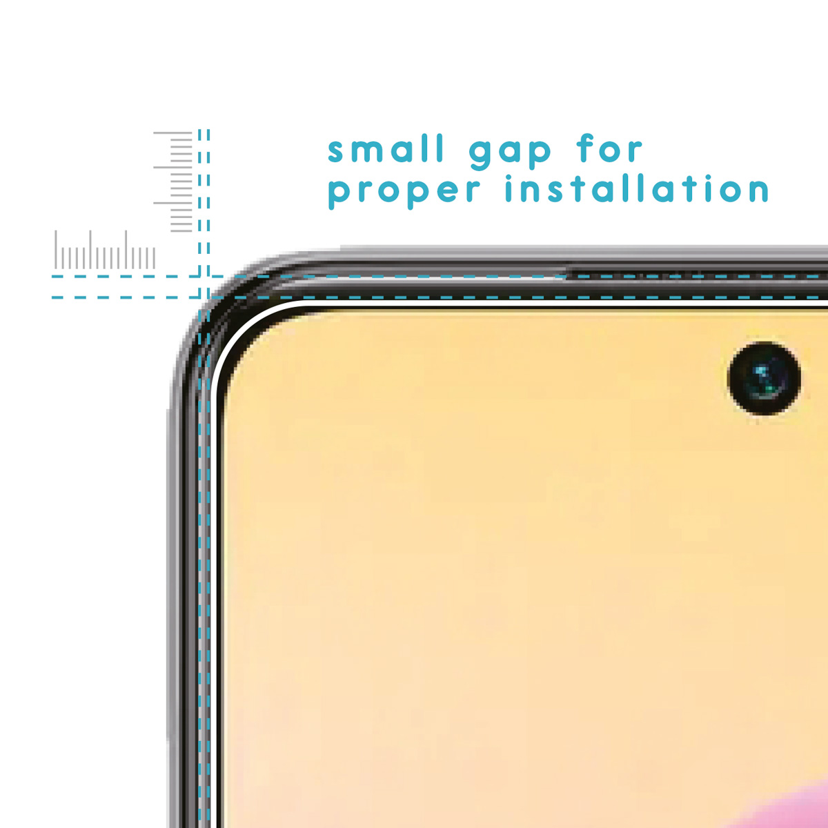 Close-up of a phone corner showing a small gap for proper installation.