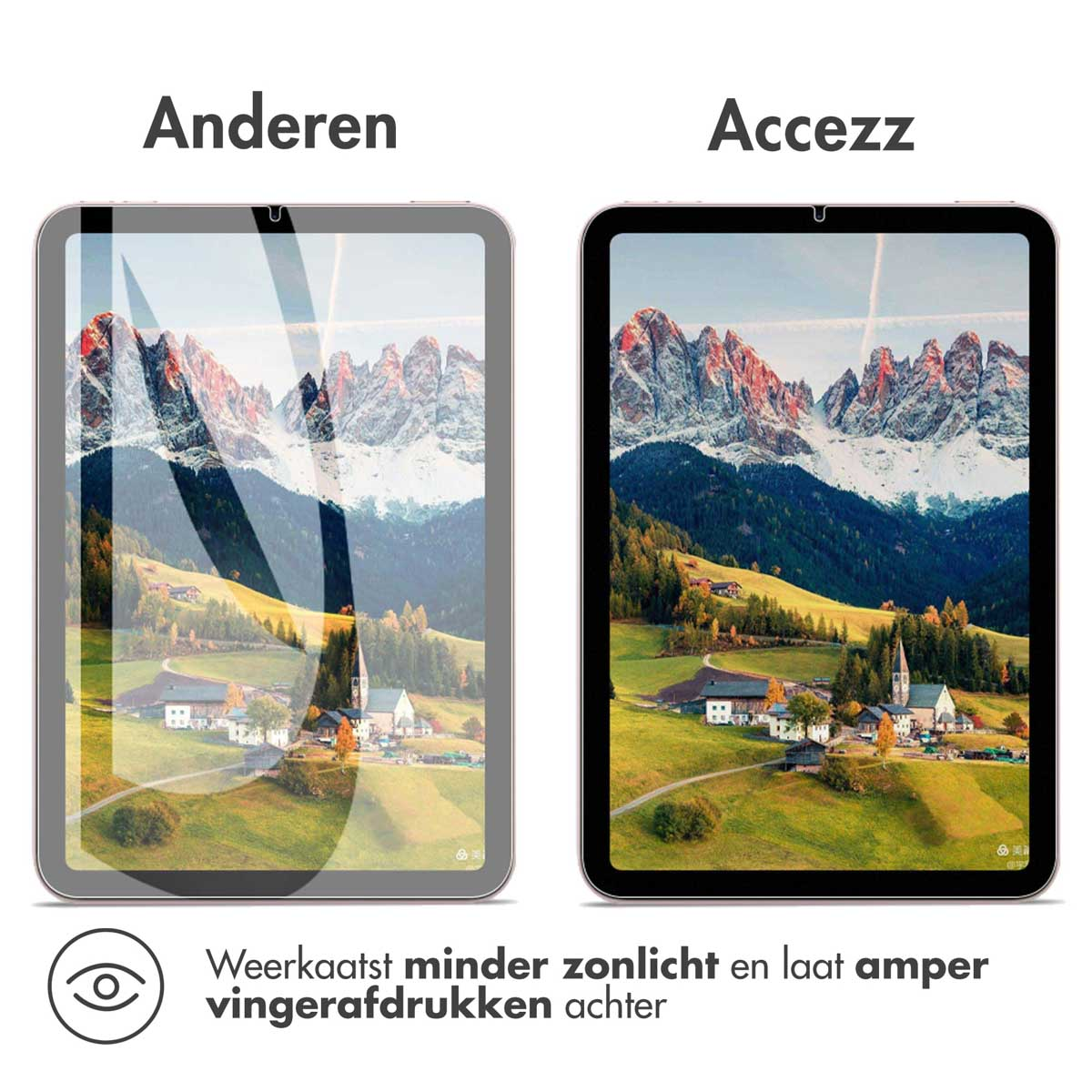 Two tablets with screen protectors, one showing a clearer view, the other reflecting light.
