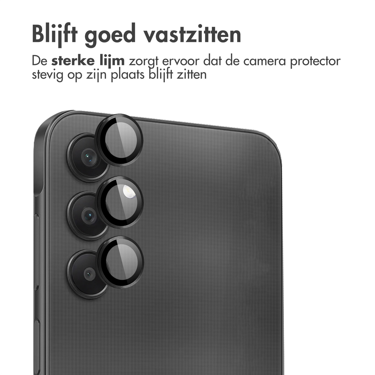 Telefoonachterkant met cameralenzen. Transparante beschermers over elke lens.