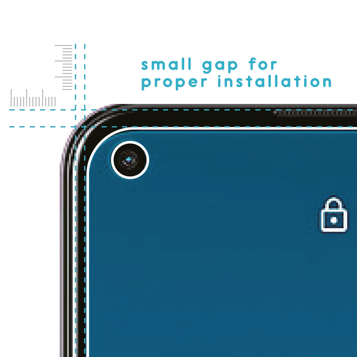 Close-up of a phone corner with camera and a small gap for installation.
