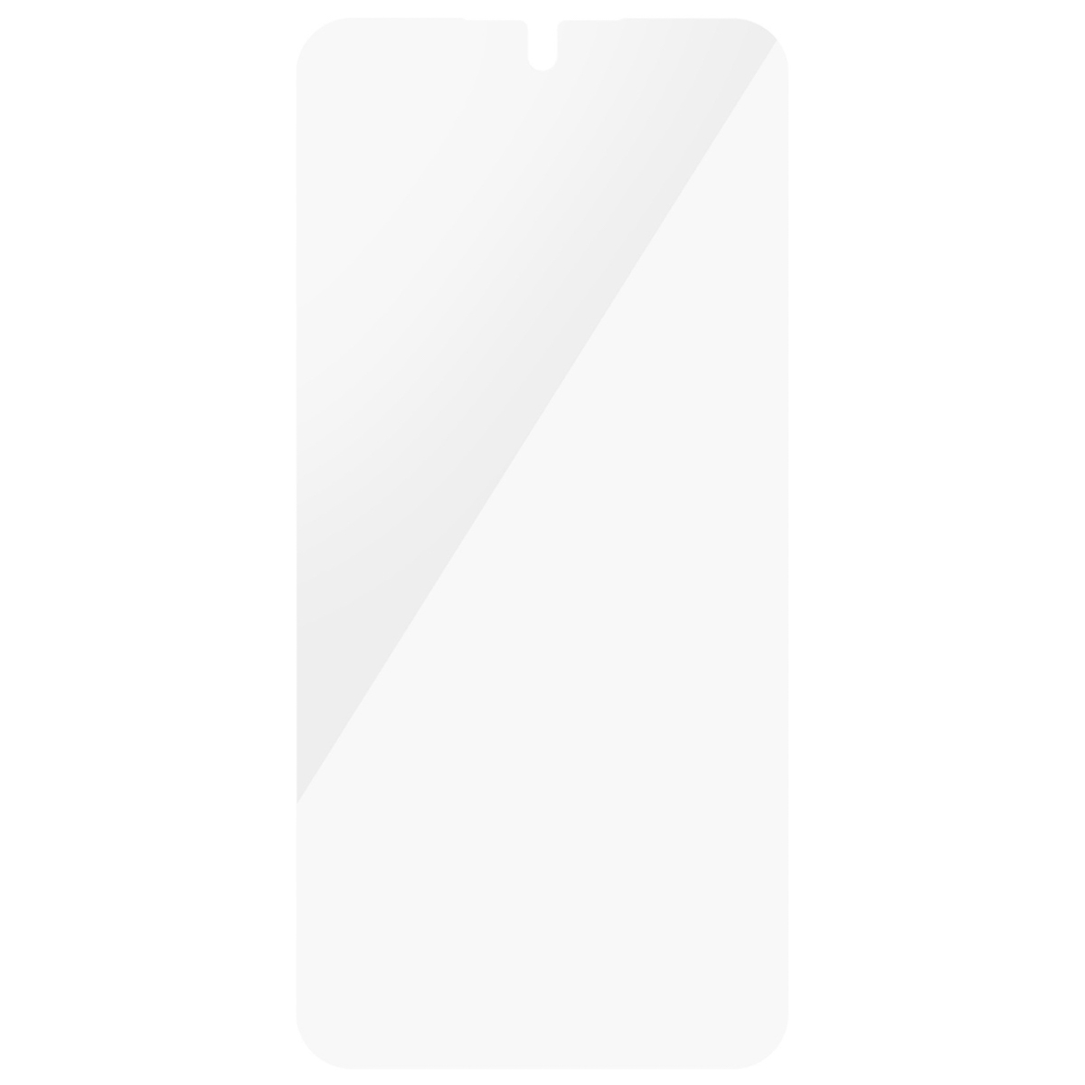 Biała ochrona ekranu dla telefonu, z wycięciem na aparat u góry.