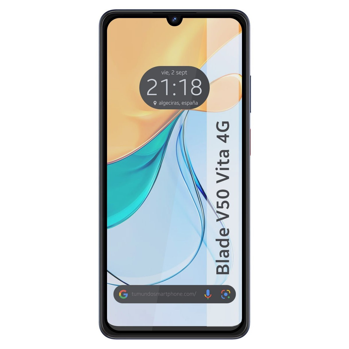 Uno smartphone è sullo schermo. Lo schermo mostra l'ora e un feed di notizie.