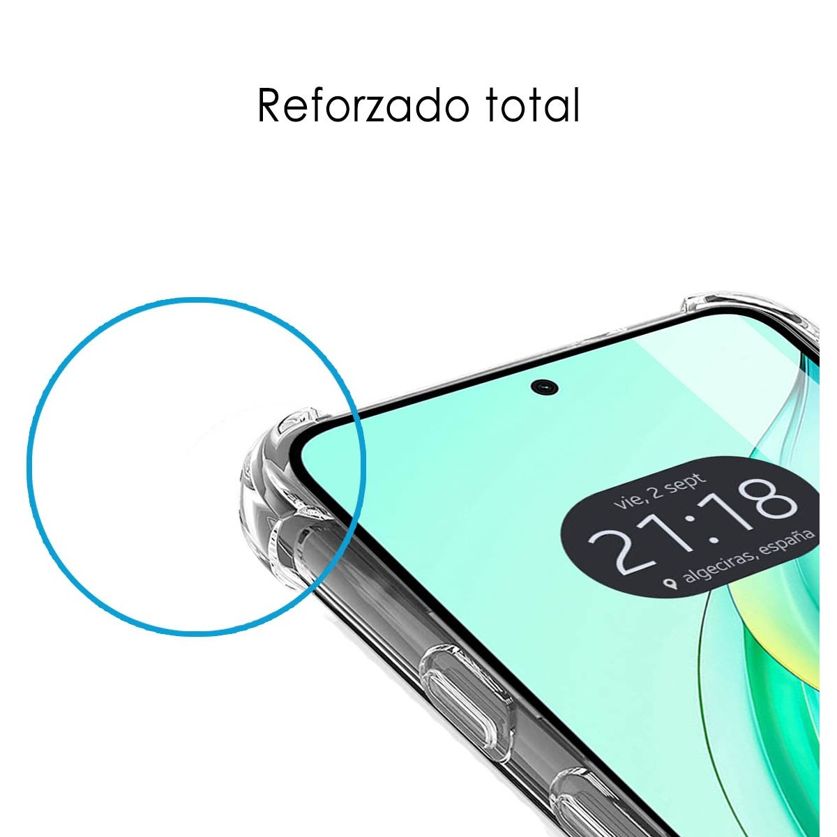 Primo piano dello schermo del telefono con testo sopra.