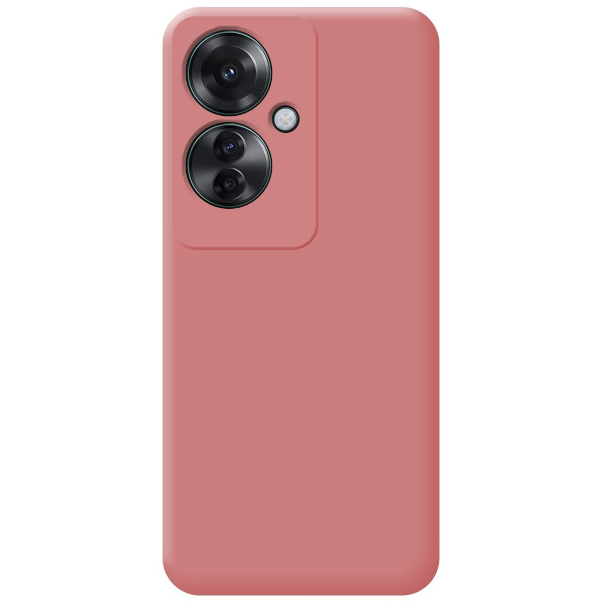 Una custodia per telefono rosa con due lenti della fotocamera. La custodia è semplice.