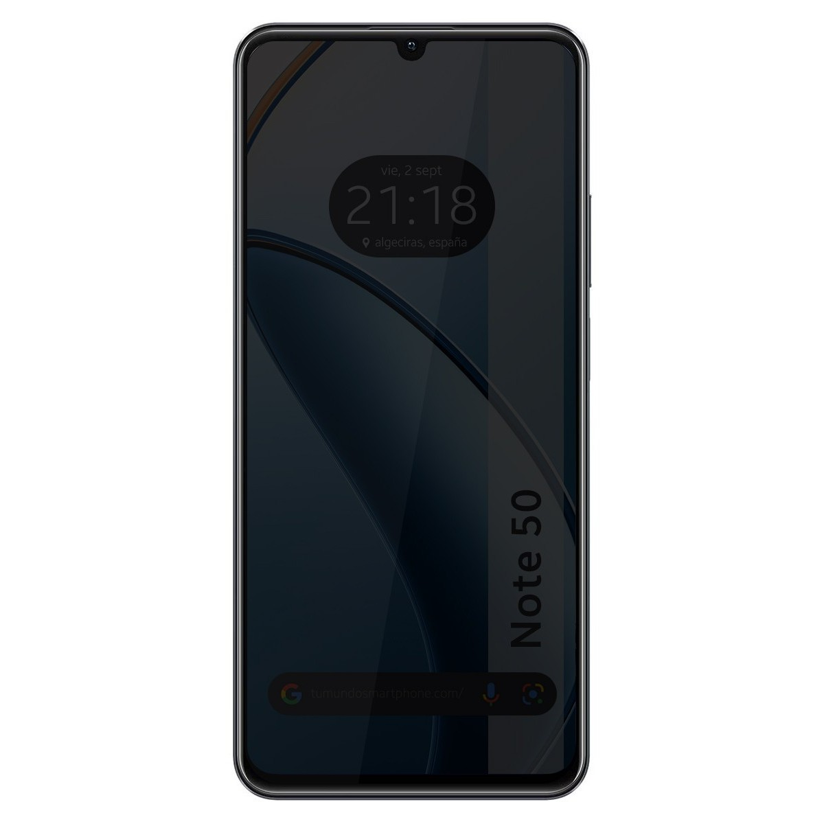 Un teléfono que muestra la hora y la fecha.