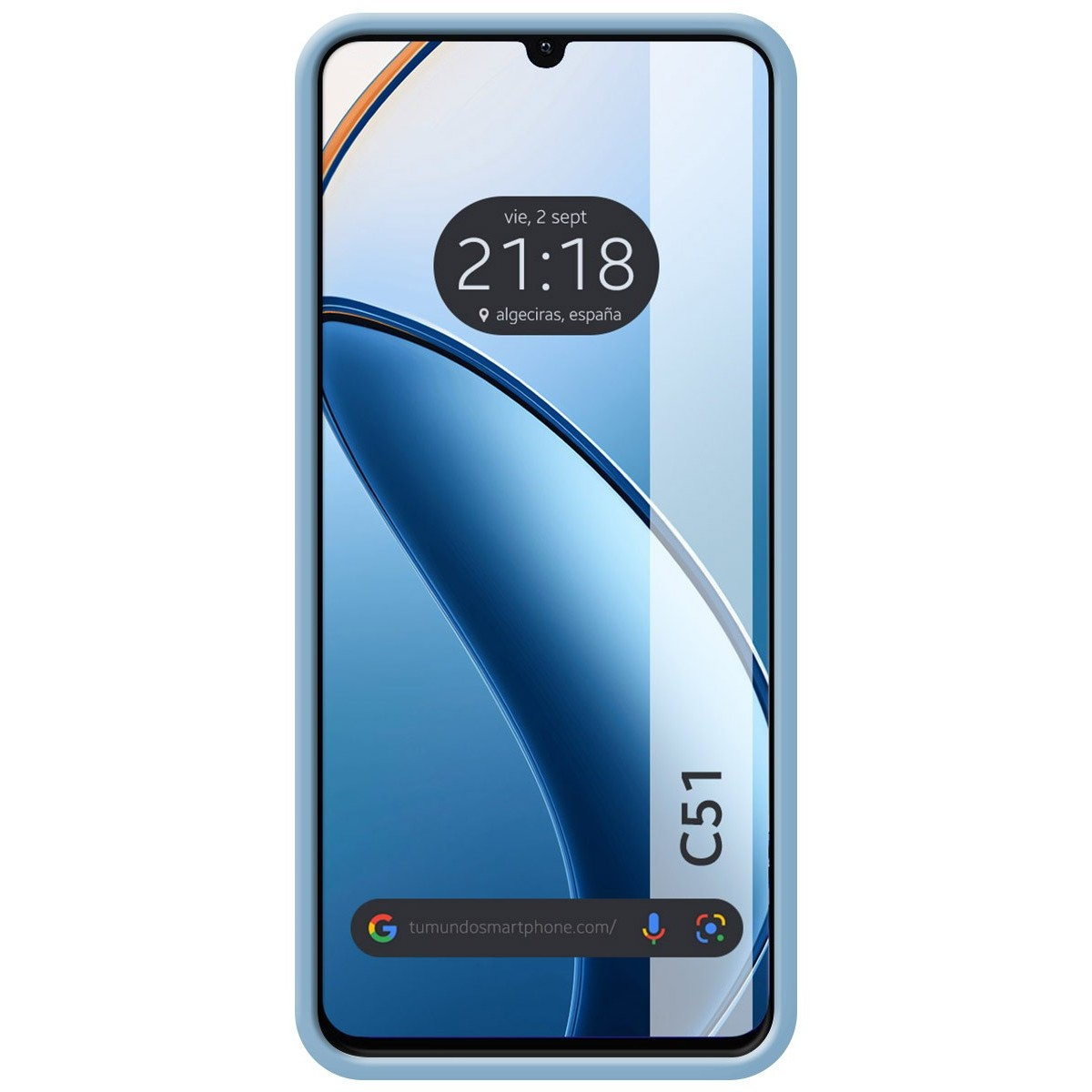 Custodia per telefono blu e un telefono.
