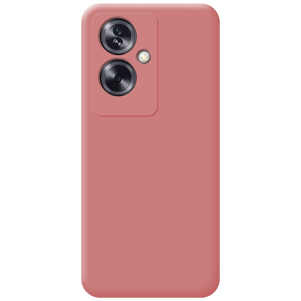Custodia per telefono rosa con fotocamera e flash.