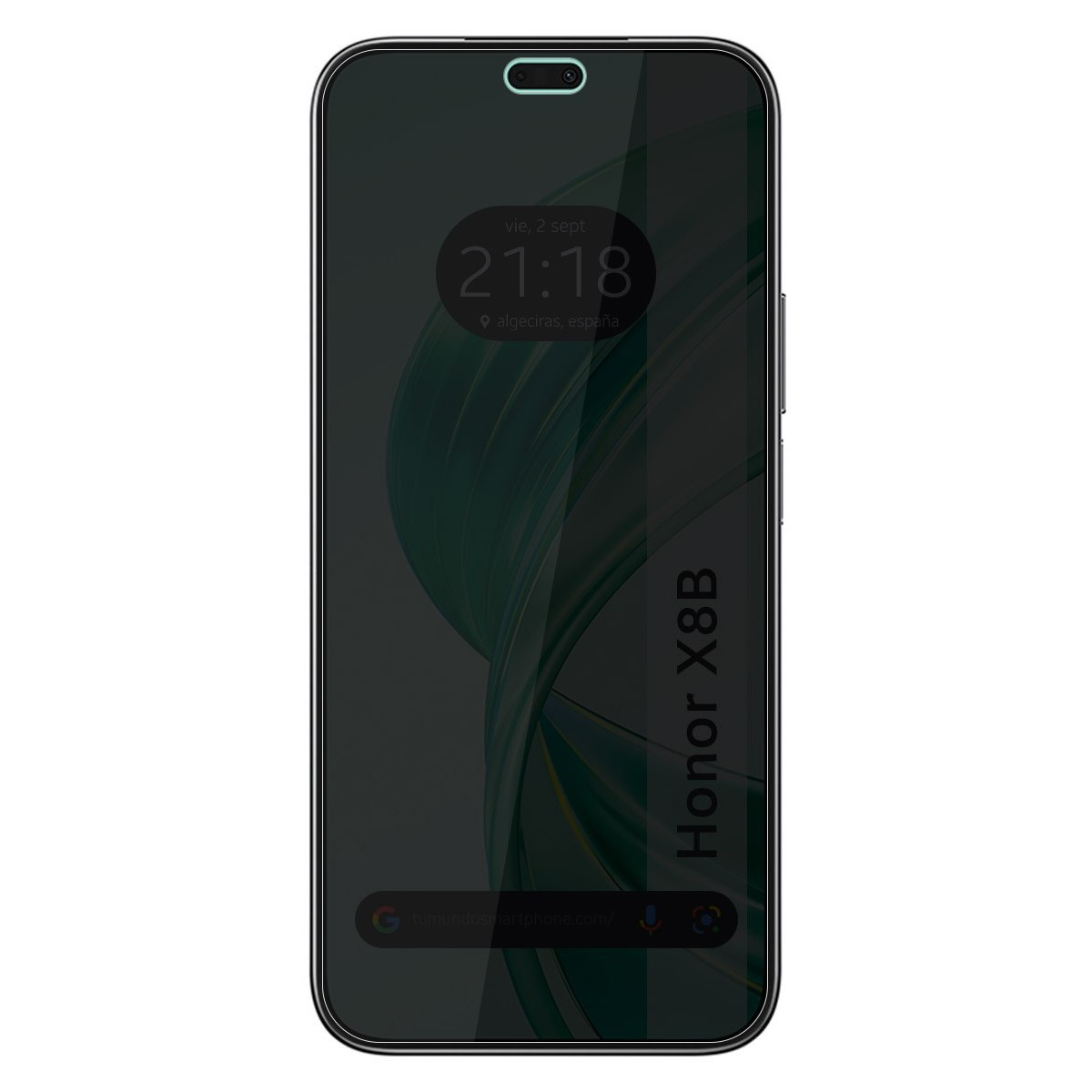 Uno smartphone con schermo che mostra l'ora. È Honor X8B.
