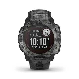 GARMIN INSTINCT SOLAR GRAPHITE CAMO Smartwatch Faserverstärktes Polymer Silikon, 132 - 224 mm (45 x 45 x 15.3 mm), Schiefergrau Camo