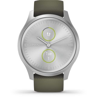 GARMIN VIVOMOVE STYLE SILVER-MOSS GREEN Smartwatch Aluminium Silikon, k.A., Moosgrün/Silber