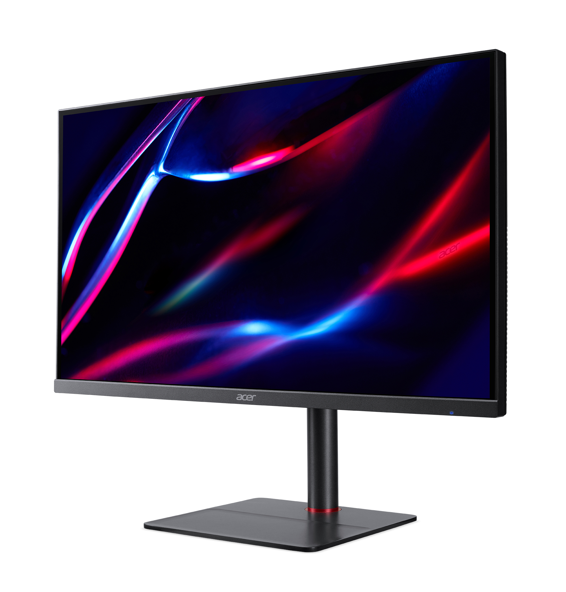Un monitor de computadora con marco negro y una pantalla oscura y colorida.