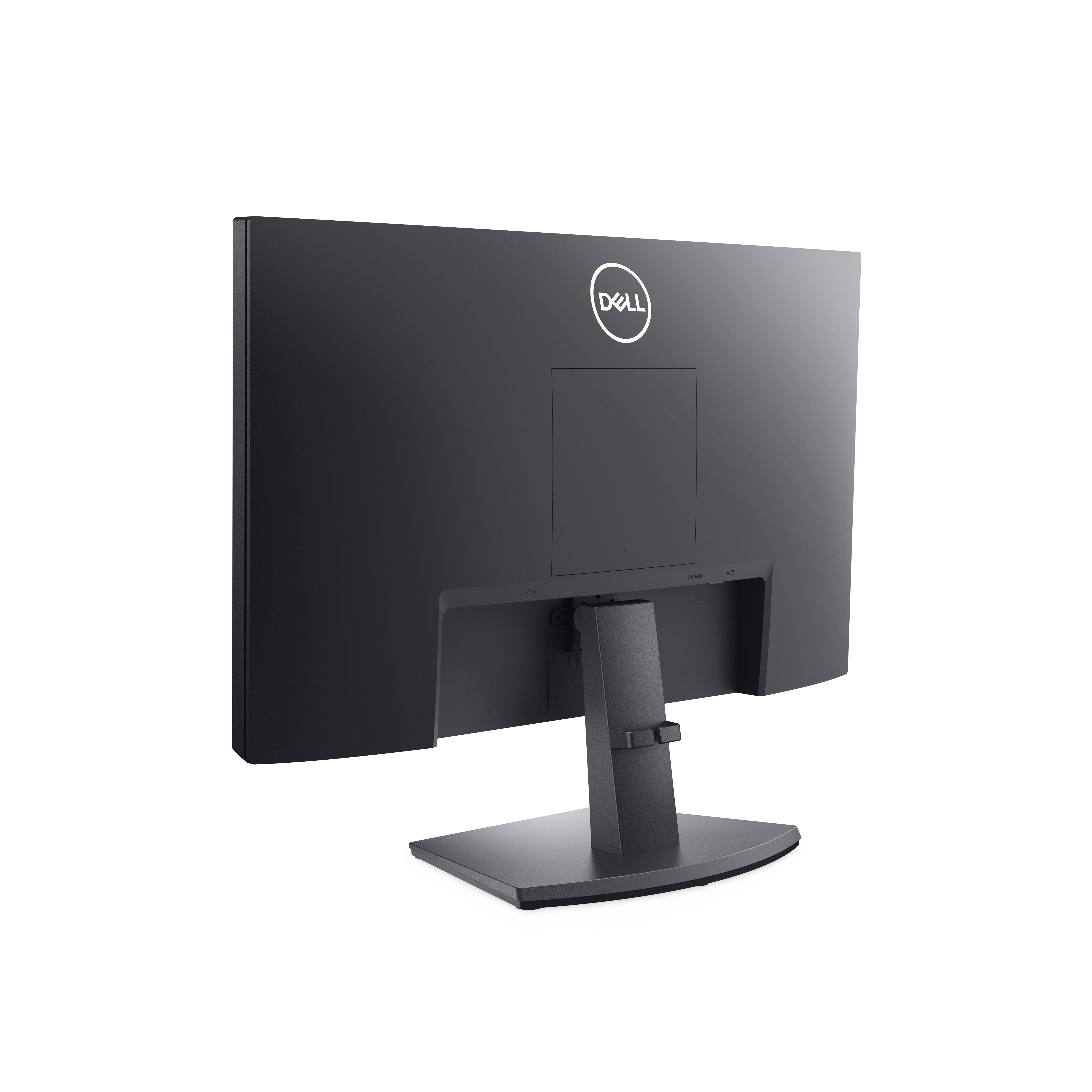 Schwarzer Computermonitor von hinten. Dell-Logo ist sichtbar.