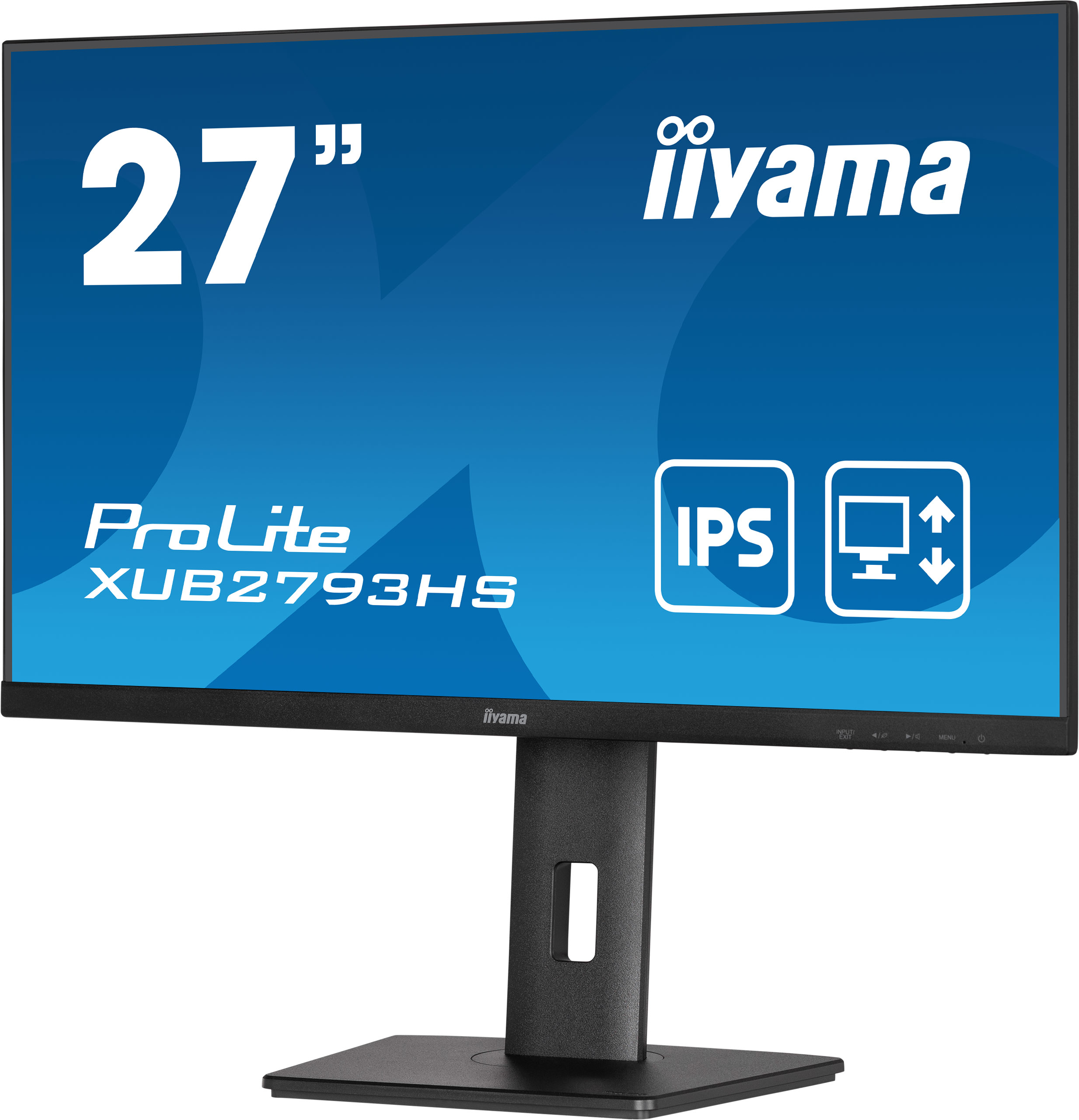 27-calowy monitor iiyama ProLite. Czarna ramka, IPS i ikony regulacji.