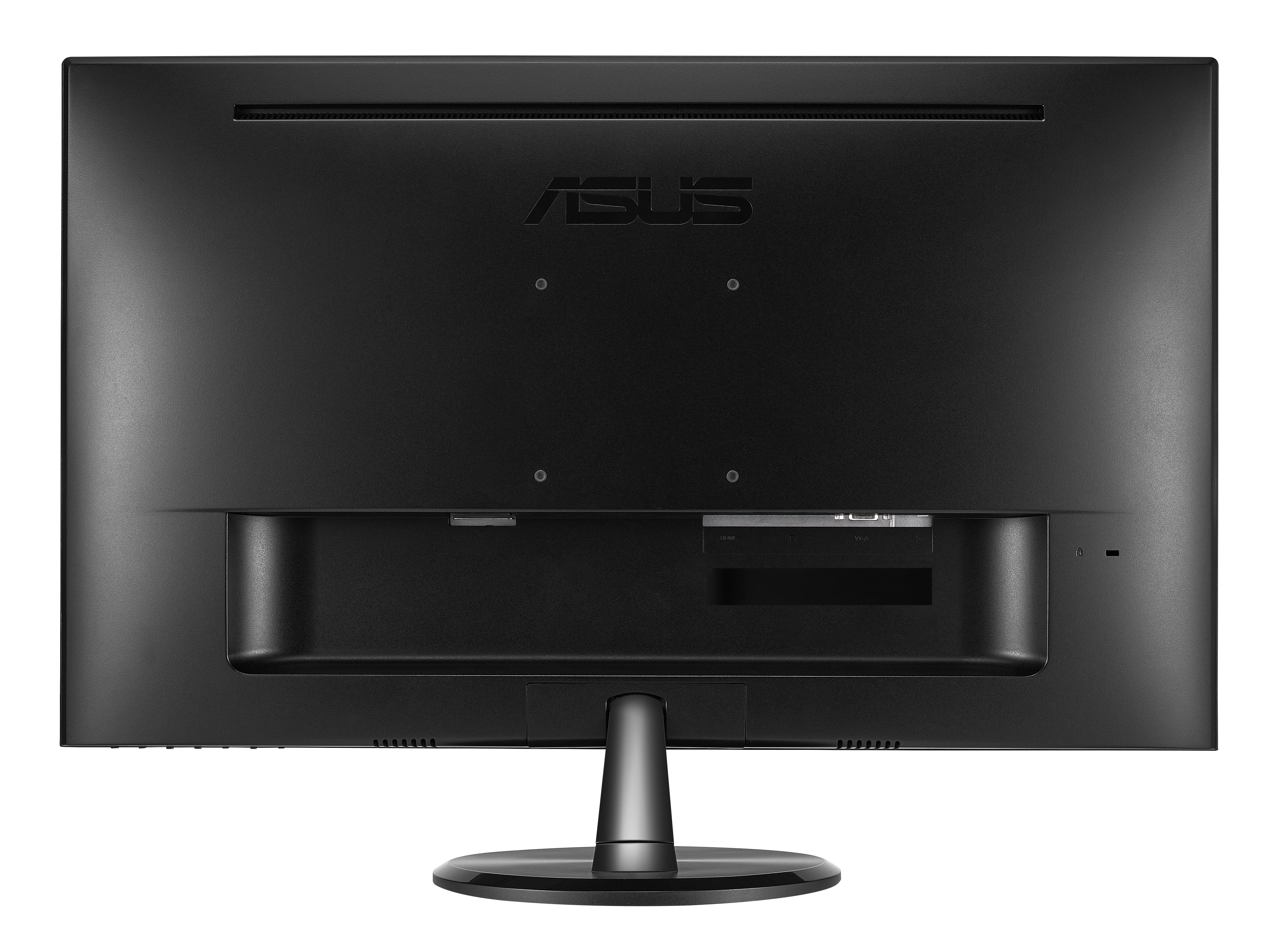 Retro di un monitor ASUS nero con logo e porte.