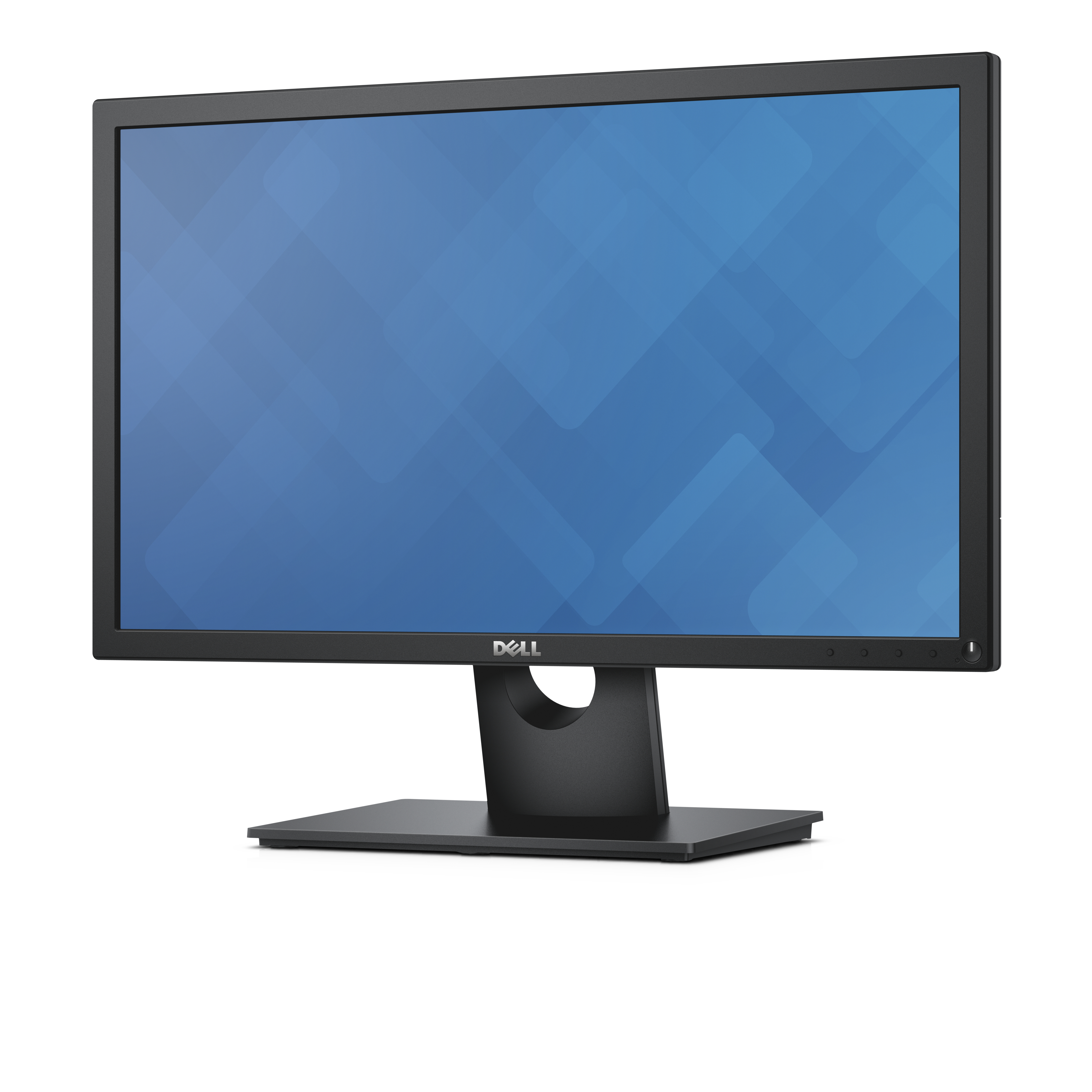 Un monitor de ordenador negro con un fondo azul. El logotipo de Dell está en la parte inferior.