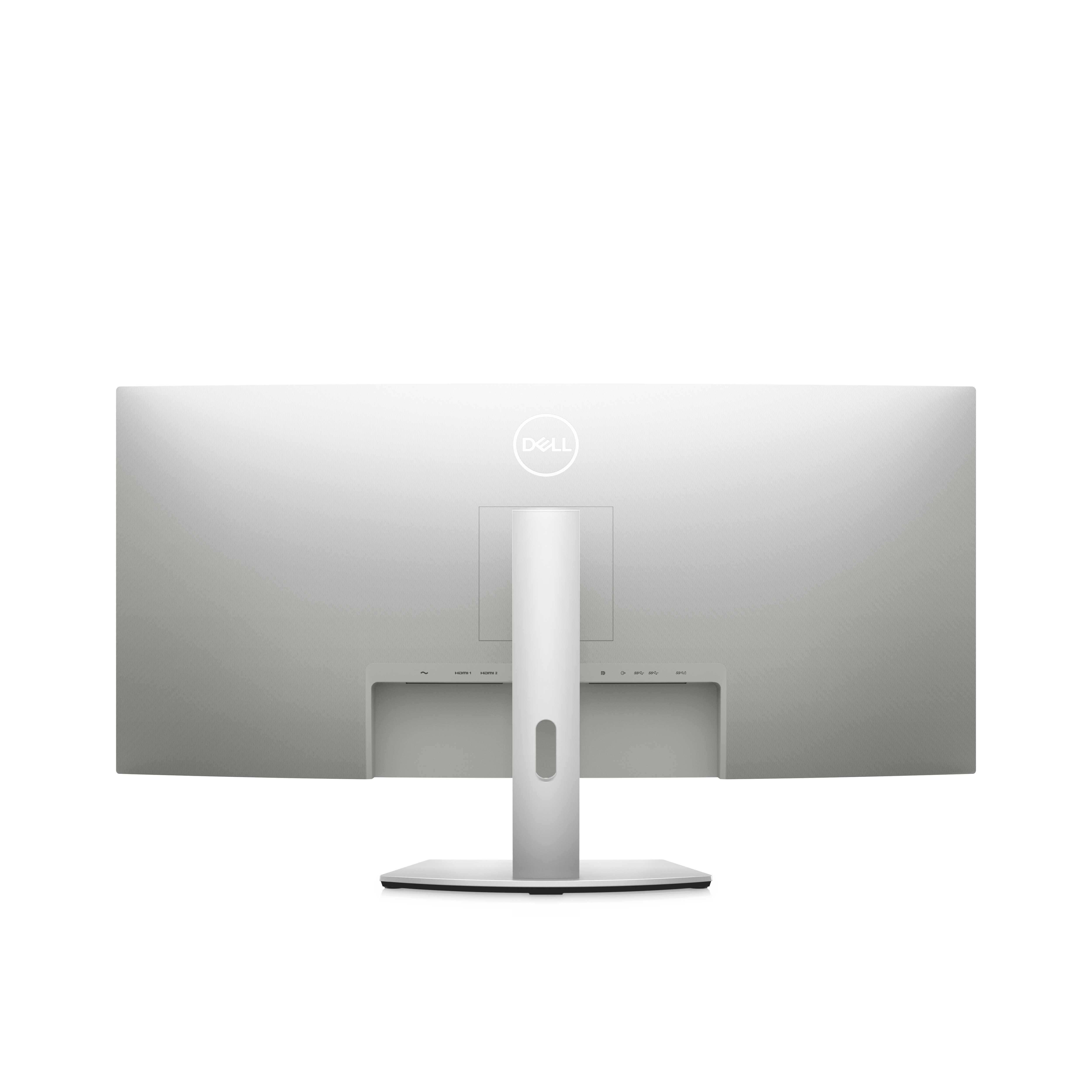 Rückseite eines Dell-Monitors. Das Logo und der Ständer sind sichtbar.