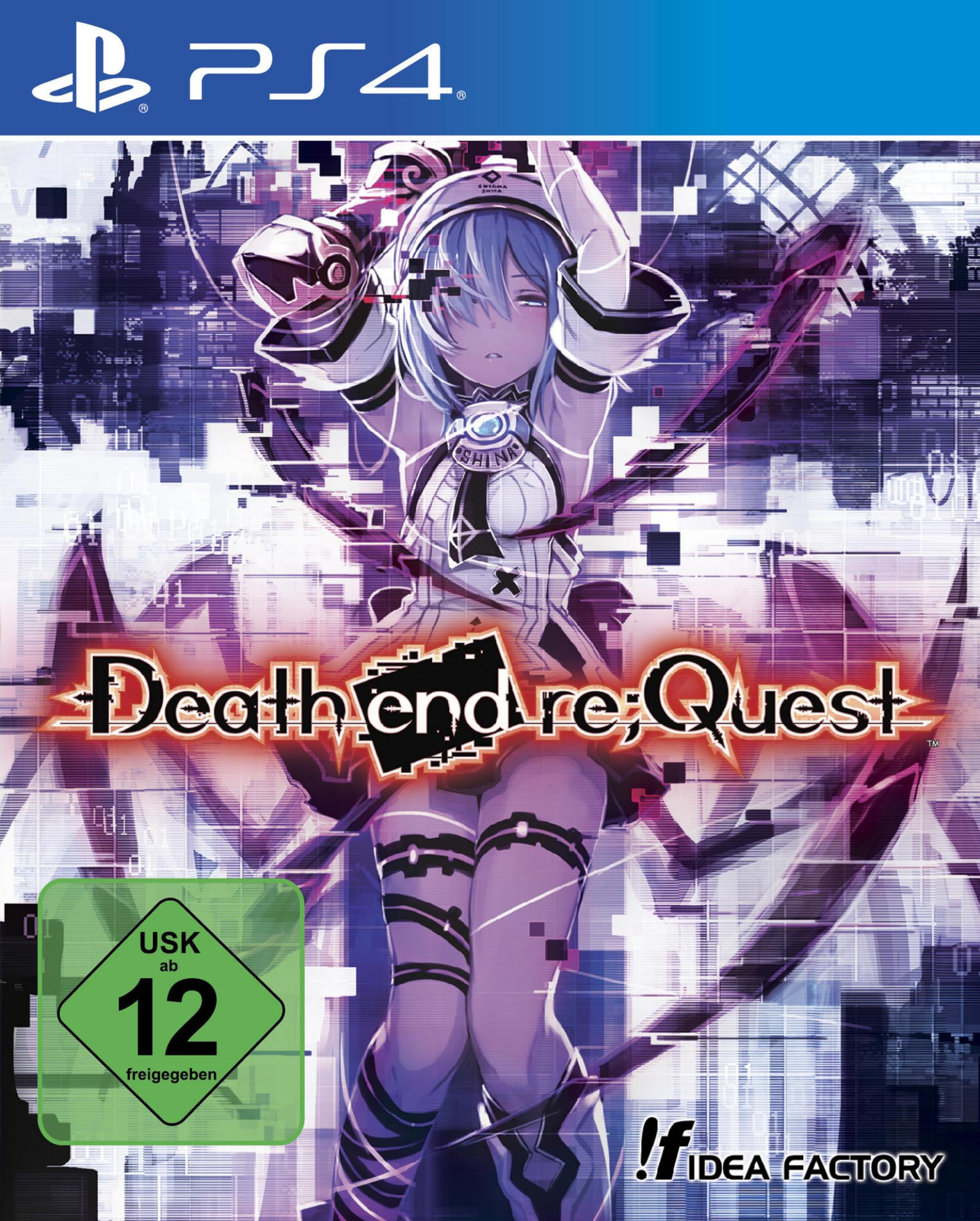 Spiel-Cover: Anime-Mädchen mit weißen Haaren, Death end re;Quest Titel, USK 12 Logo.