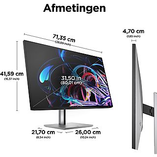 HP Z32k G3 4K USB-C-display - 31,5 inch - 3840 x 2160 Pixel (Ultra HD 4K) - IPS (In-Plane Switching)