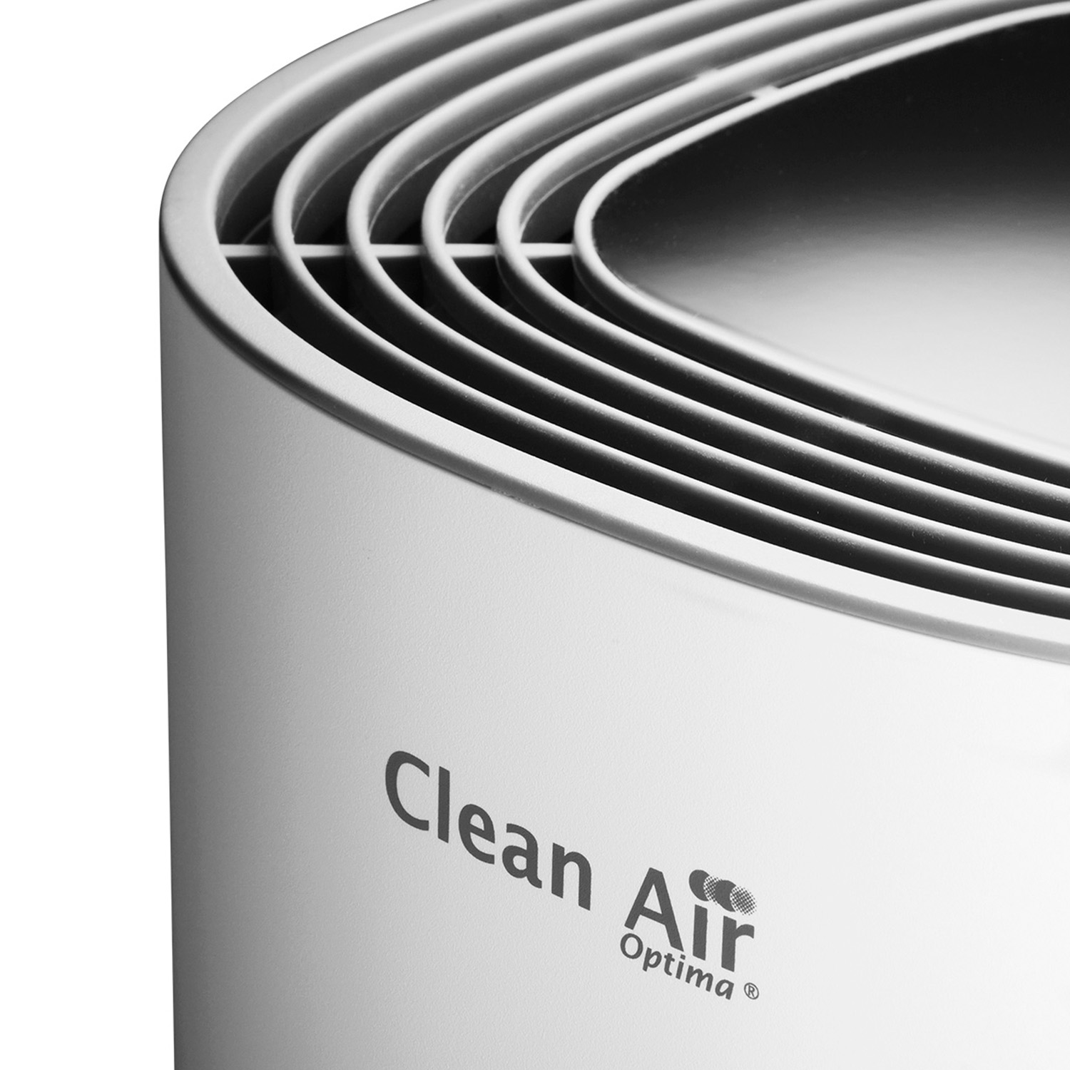 Close-up of an air purifier with the words 'Clean Air Optima'.