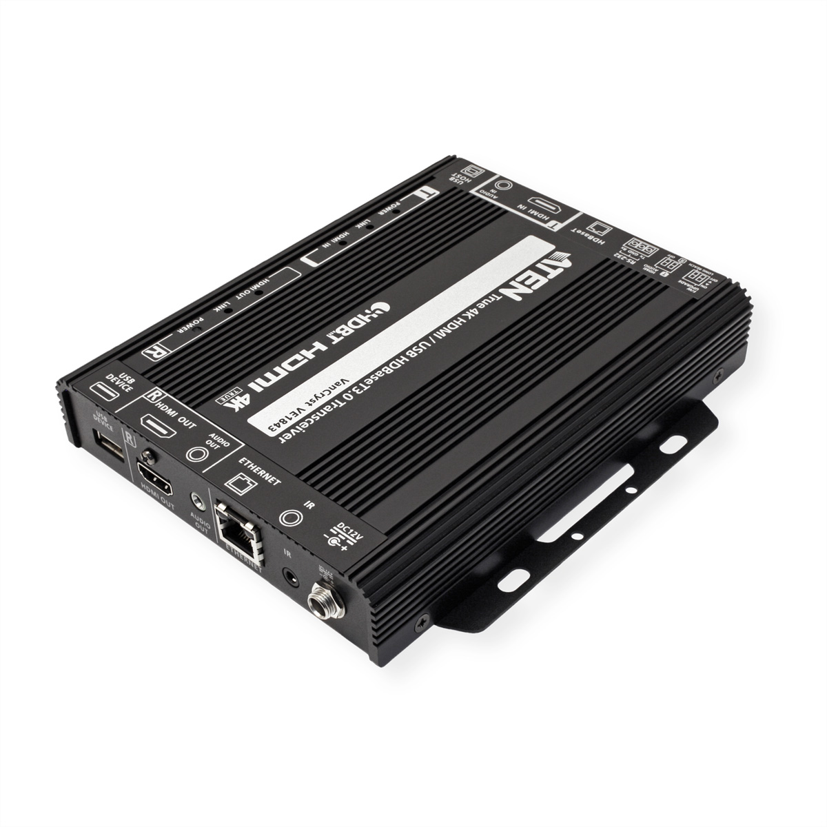 Czarne urządzenie HDMI z wieloma portami i nazwą 'CYBEX HDMI 4K'.