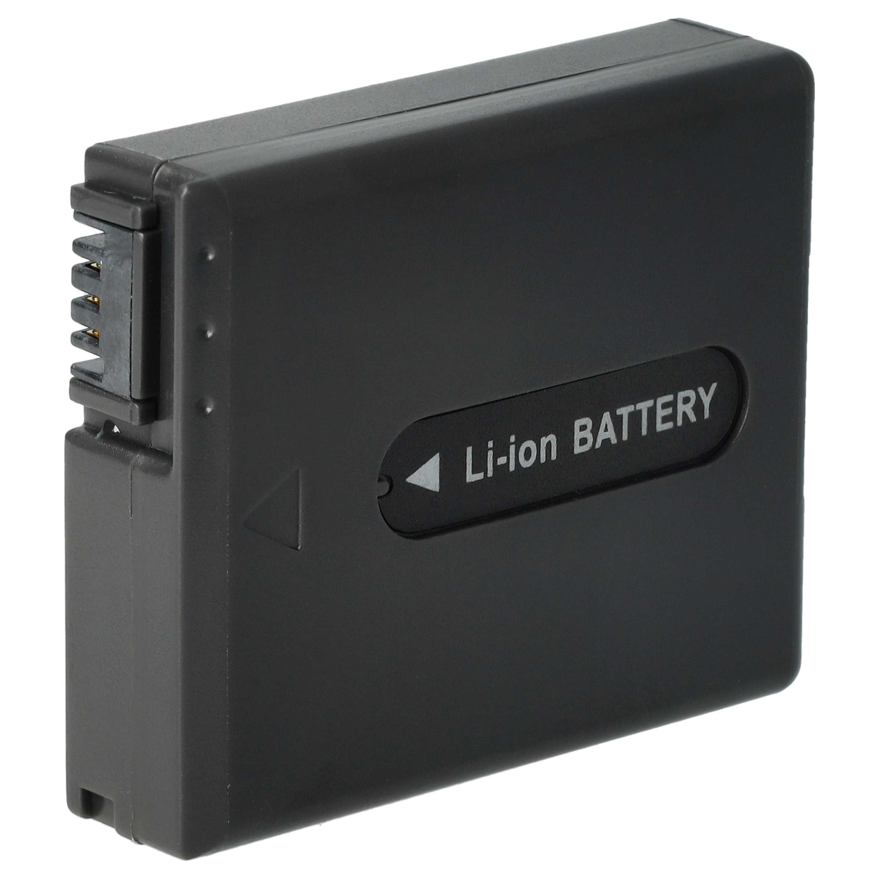 Ein schwarzer Li-Ionen-Akku. Er ist rechteckig, mit einem Anschluss an einer Seite und der Aufschrift 'Li-ion BATTERY'.