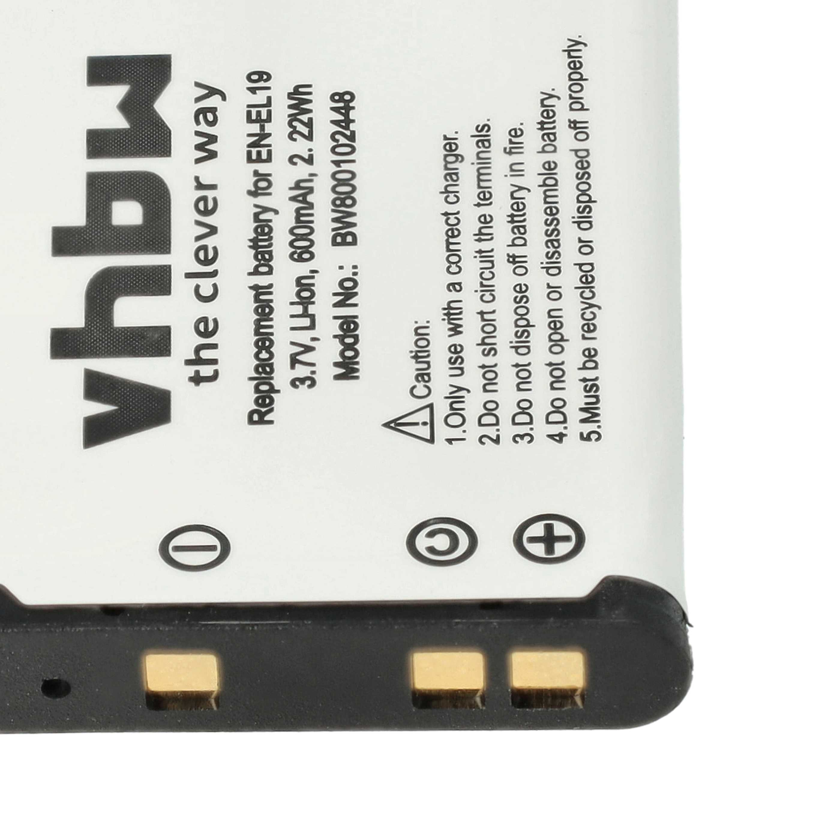 Weiß-schwarze Batterie. Text sagt 'the clever way' und Produktdetails. Goldfarbene Anschlüsse.