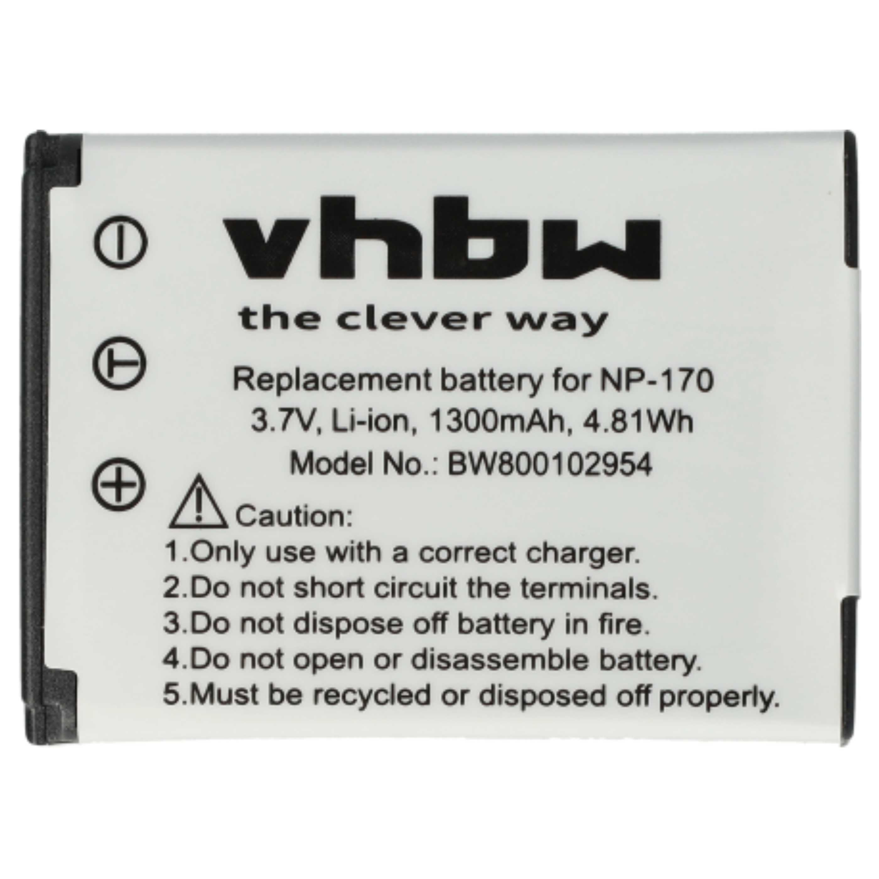 Eine weiße Batterie mit Text und Warnhinweisen, die clevere Art, Modell BW800102954.