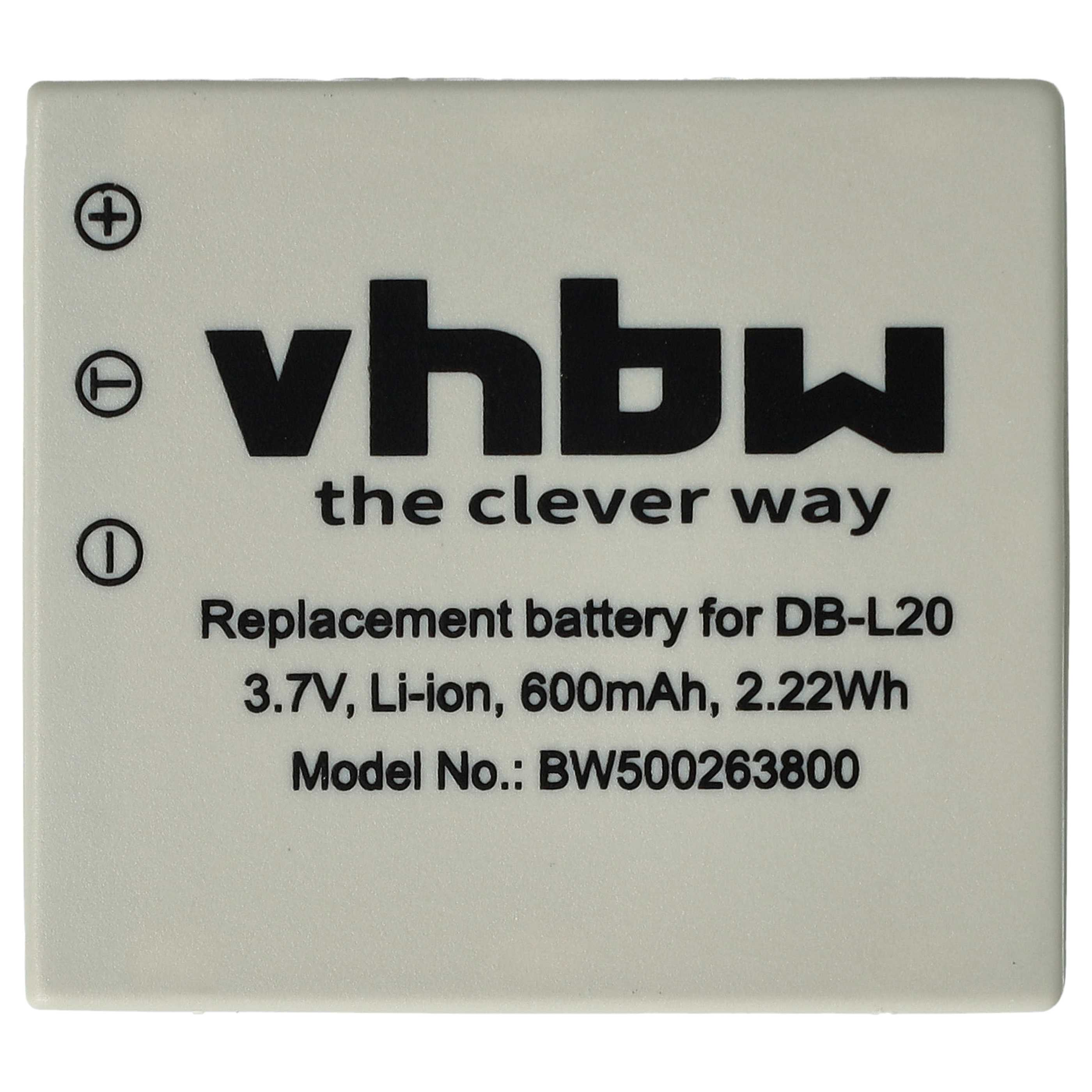 Eine graue Batterie mit dem vhbw-Logo und Text über die Spezifikationen der Batterie.