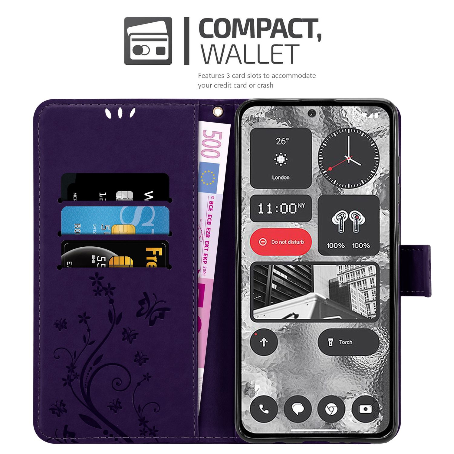 CADORABO Custodia in design floreale con chiusura magnetica, funzione stand e slot per carte CUSTODIA A LIBRO per Xperia 5 III, Turchese