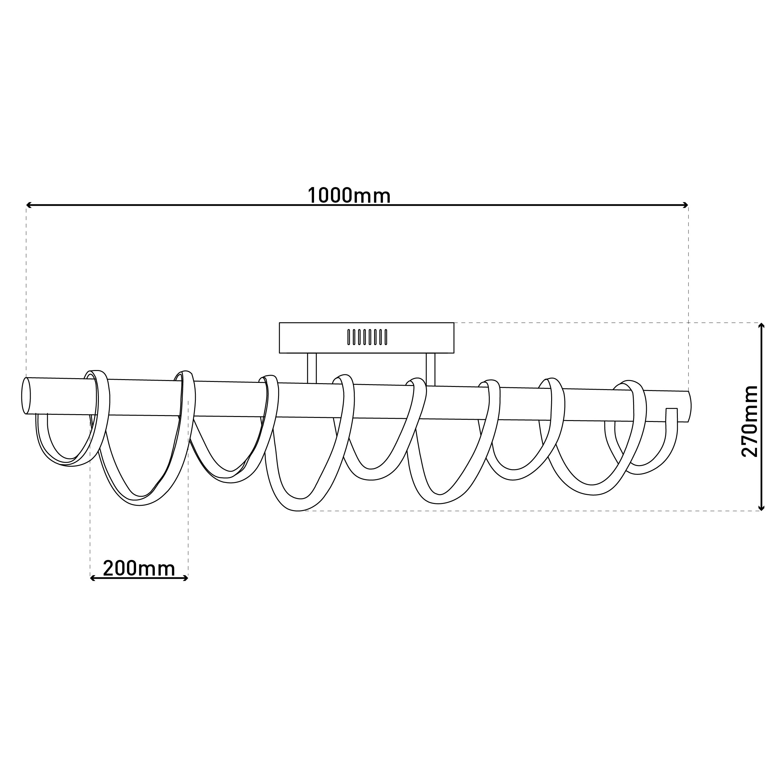 Diagramm einer Leuchte mit mehreren ringförmigen Elementen und beschrifteten Abmessungen.