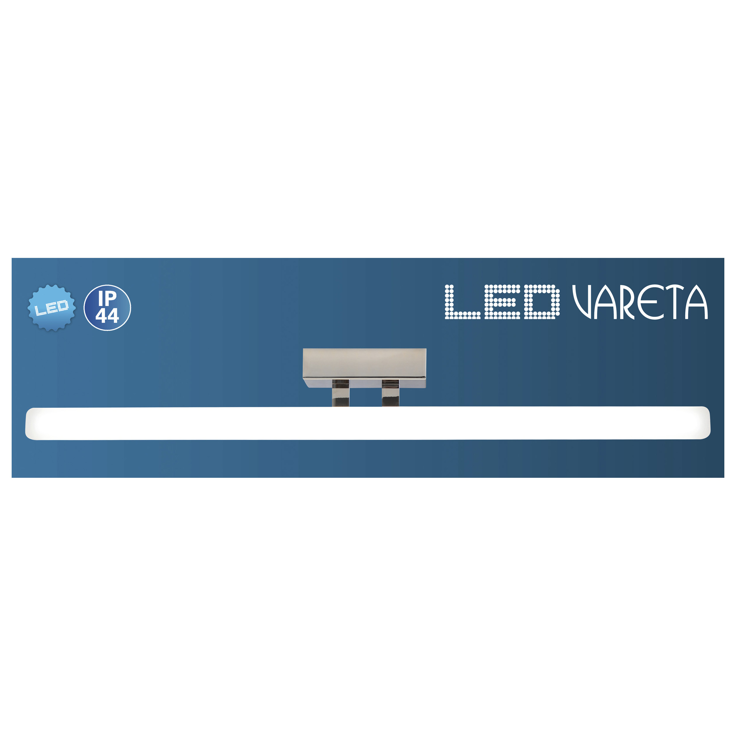 Eine LED-Lichtleiste mit dem Text LED VARETA und den Logos LED und IP44.