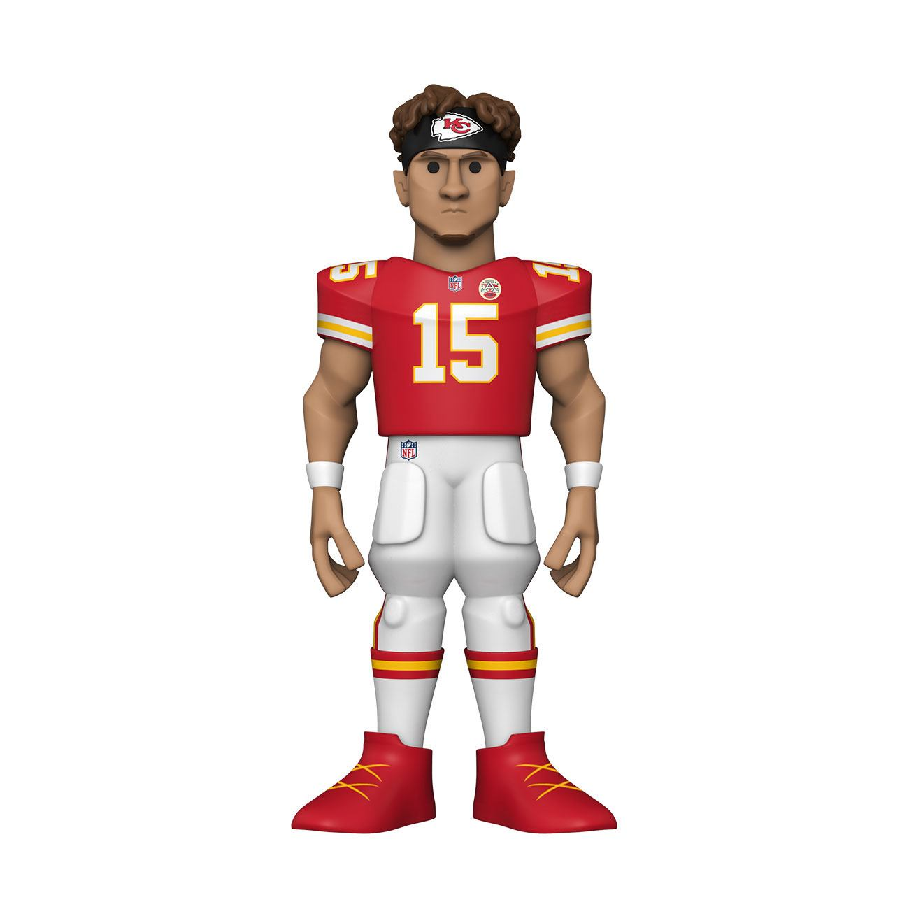 Figur von Patrick Mahomes im Kansas City Chiefs-Trikot. Er steht mit Armen an den Seiten.