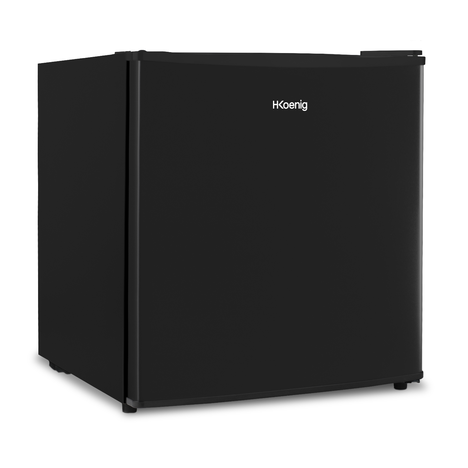 Mini-frigorifero nero con il marchio 'HKoenig' in alto a destra.