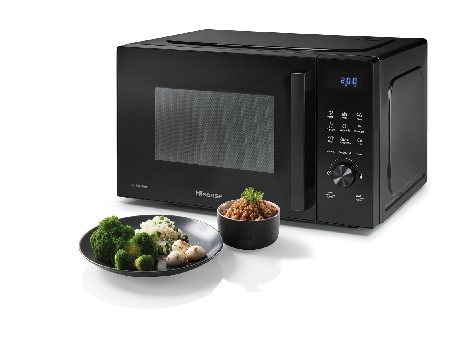 Microonde HISENSE H23MOBSD1H, capacità 23 l, potenza microonde max 800 W, Funzione grill, 10 livelli di potenza, Nero