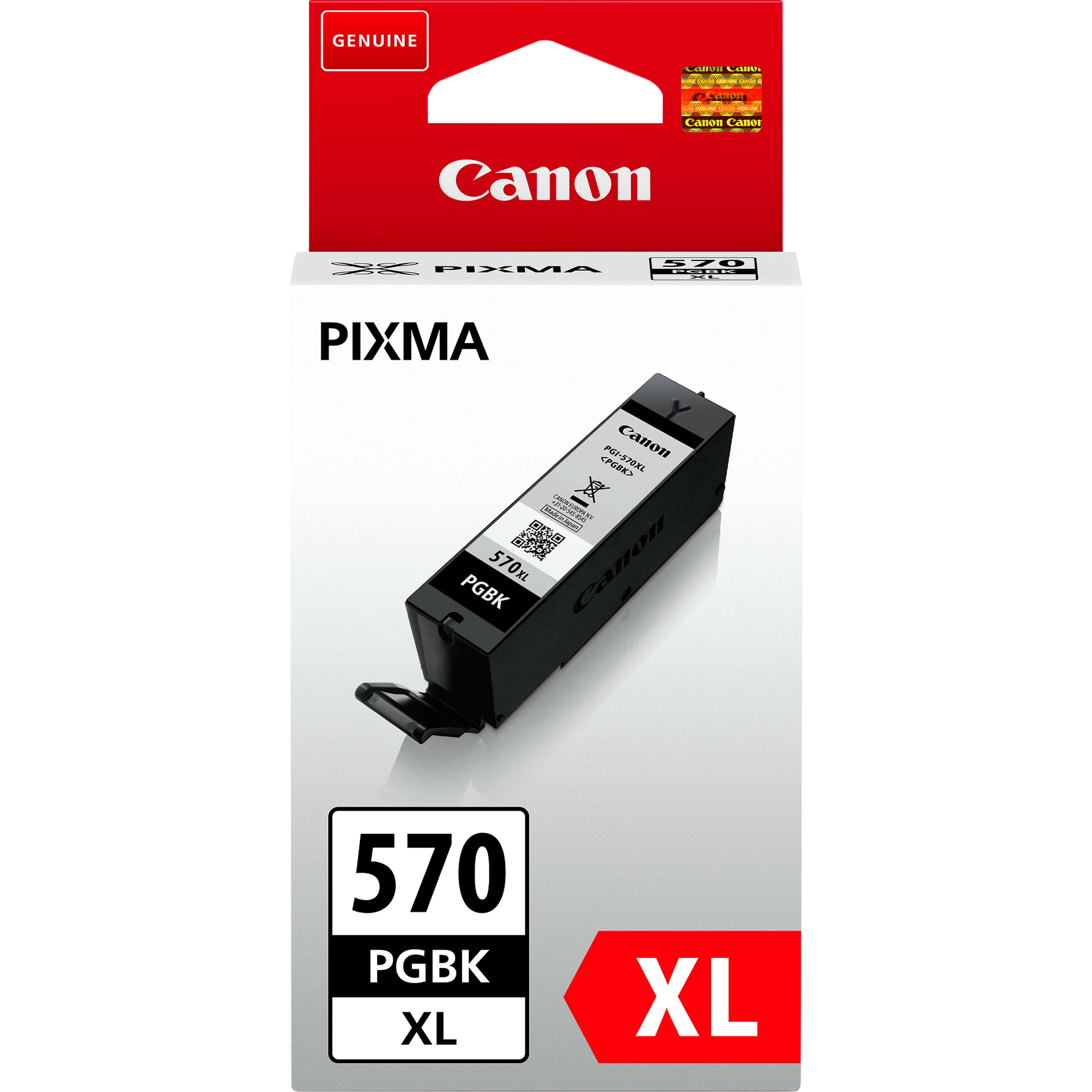 Opakowanie wkładu atramentowego Canon 570 PGBK XL, białe tło. Opakowanie wyświetla 'PIXMA' i 'Canon'.