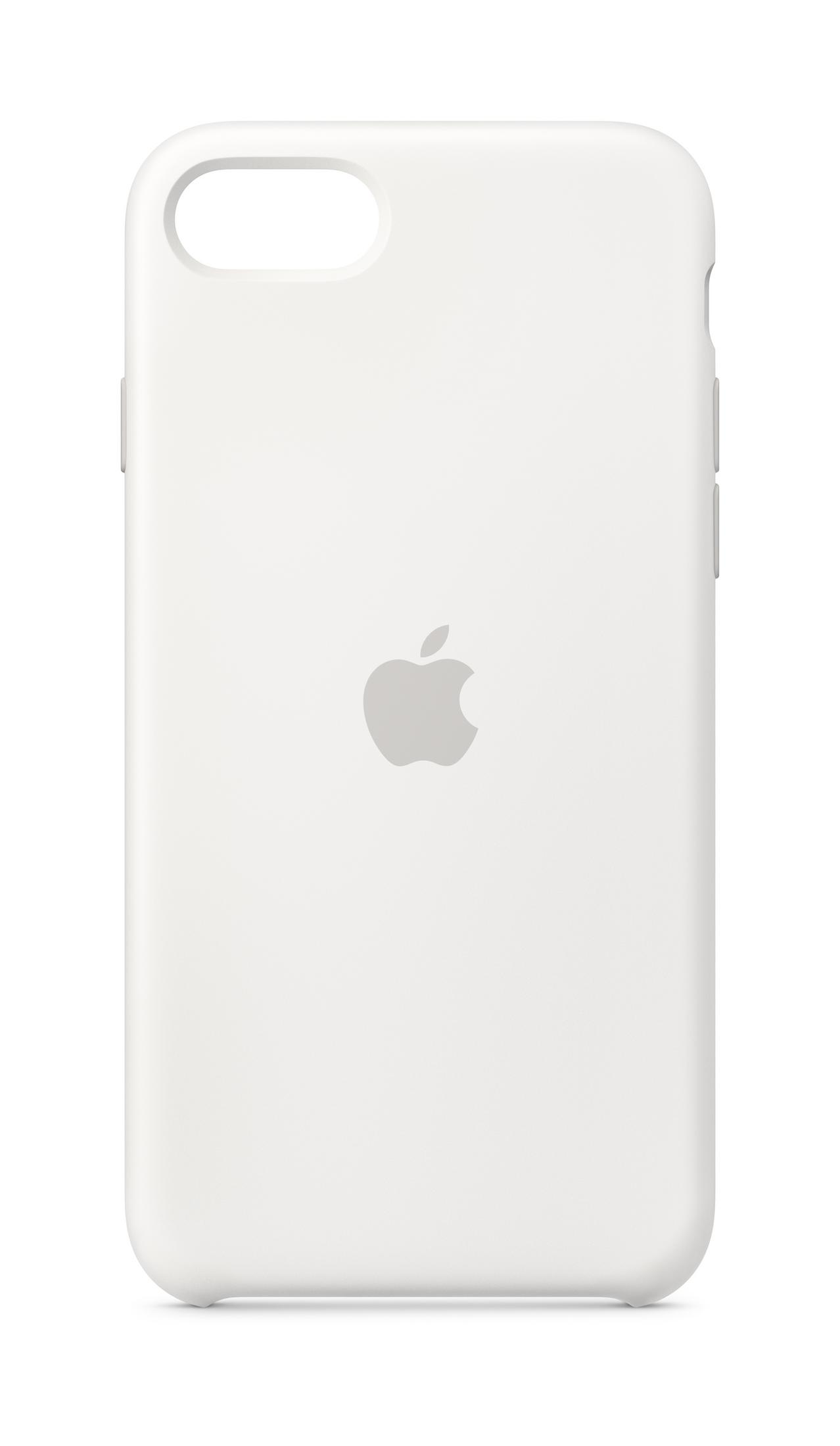Custodia bianca per telefono Apple con il logo Apple al centro.