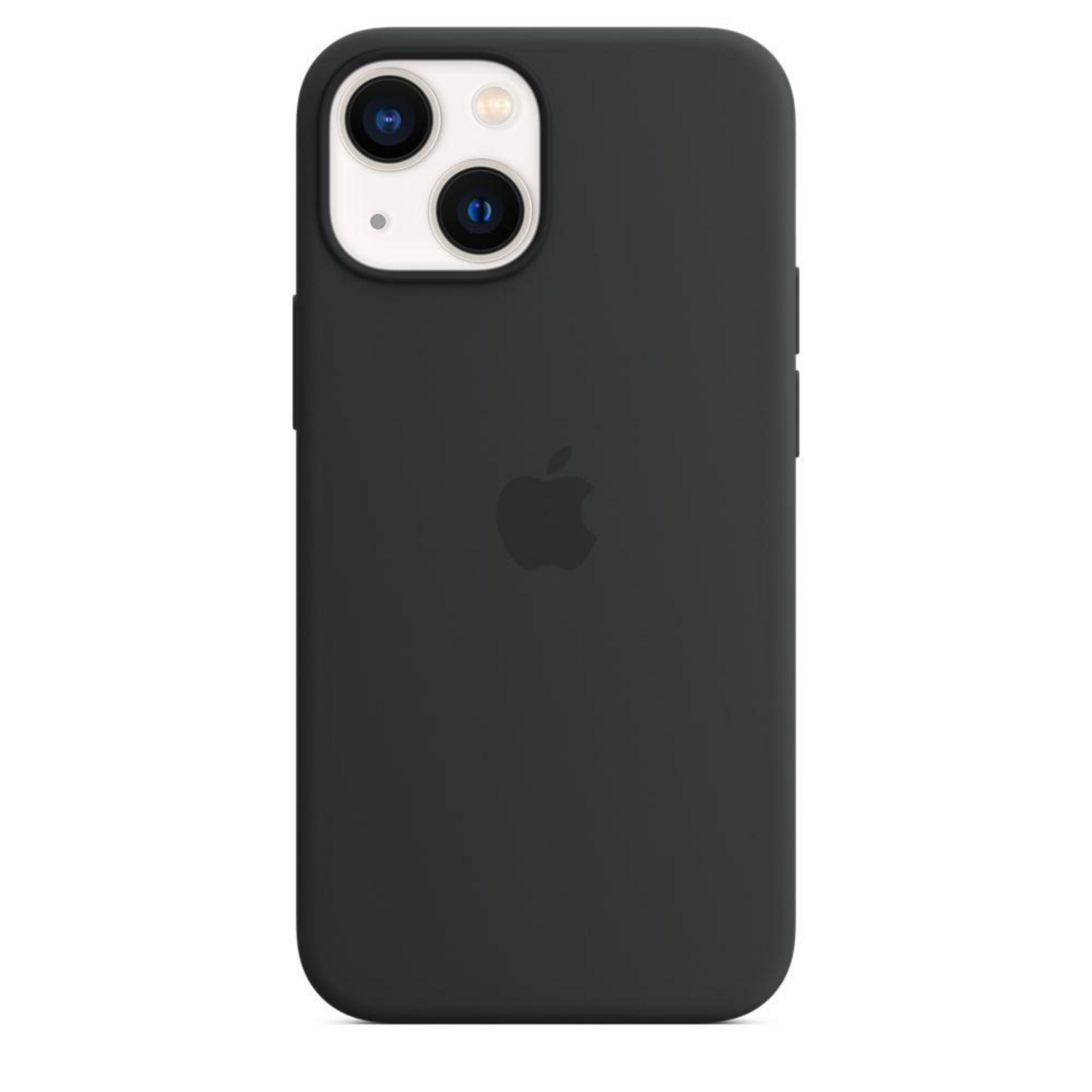 Custodia per iPhone nera con il logo Apple sul retro.