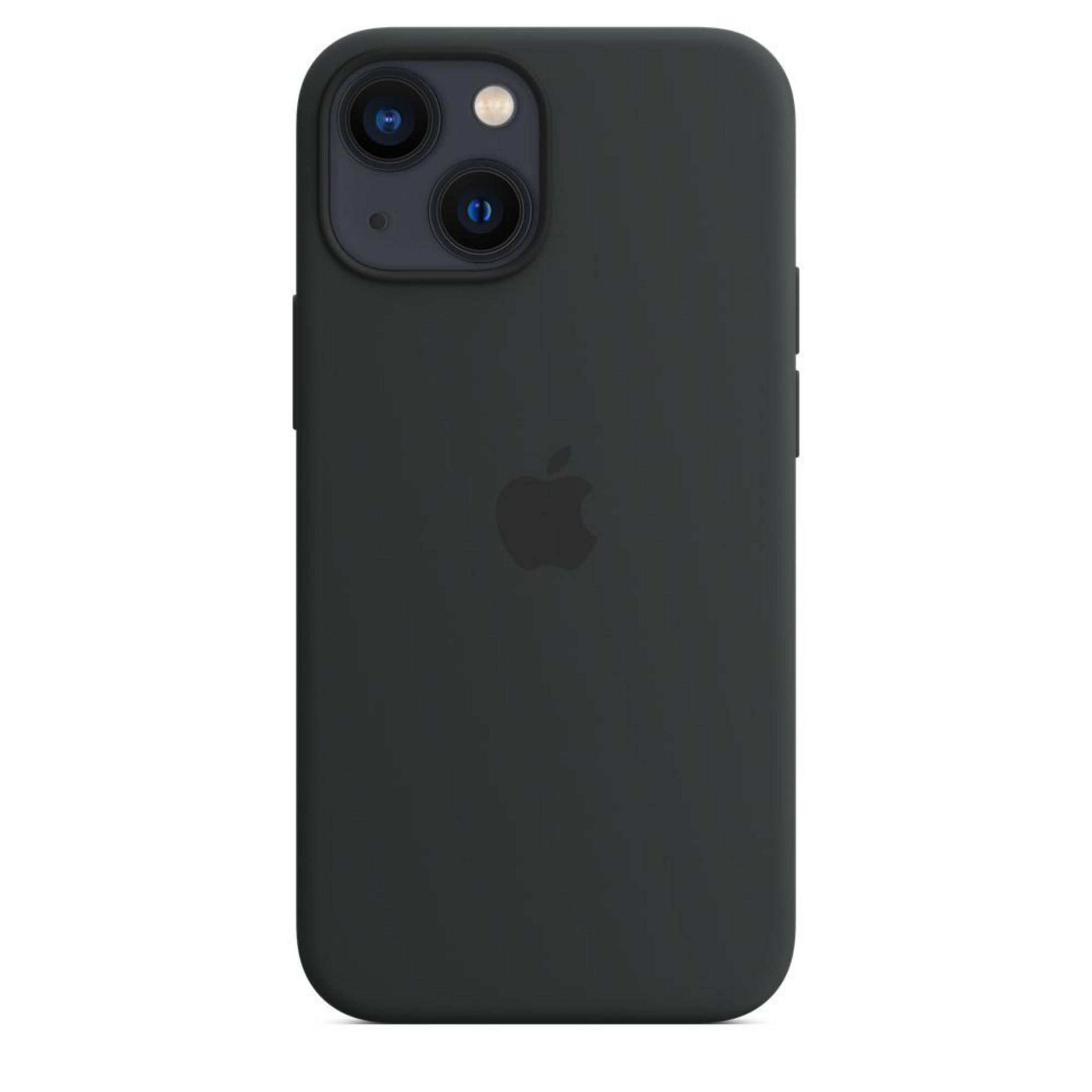Un iPhone 13 nero con doppia fotocamera e logo Apple.