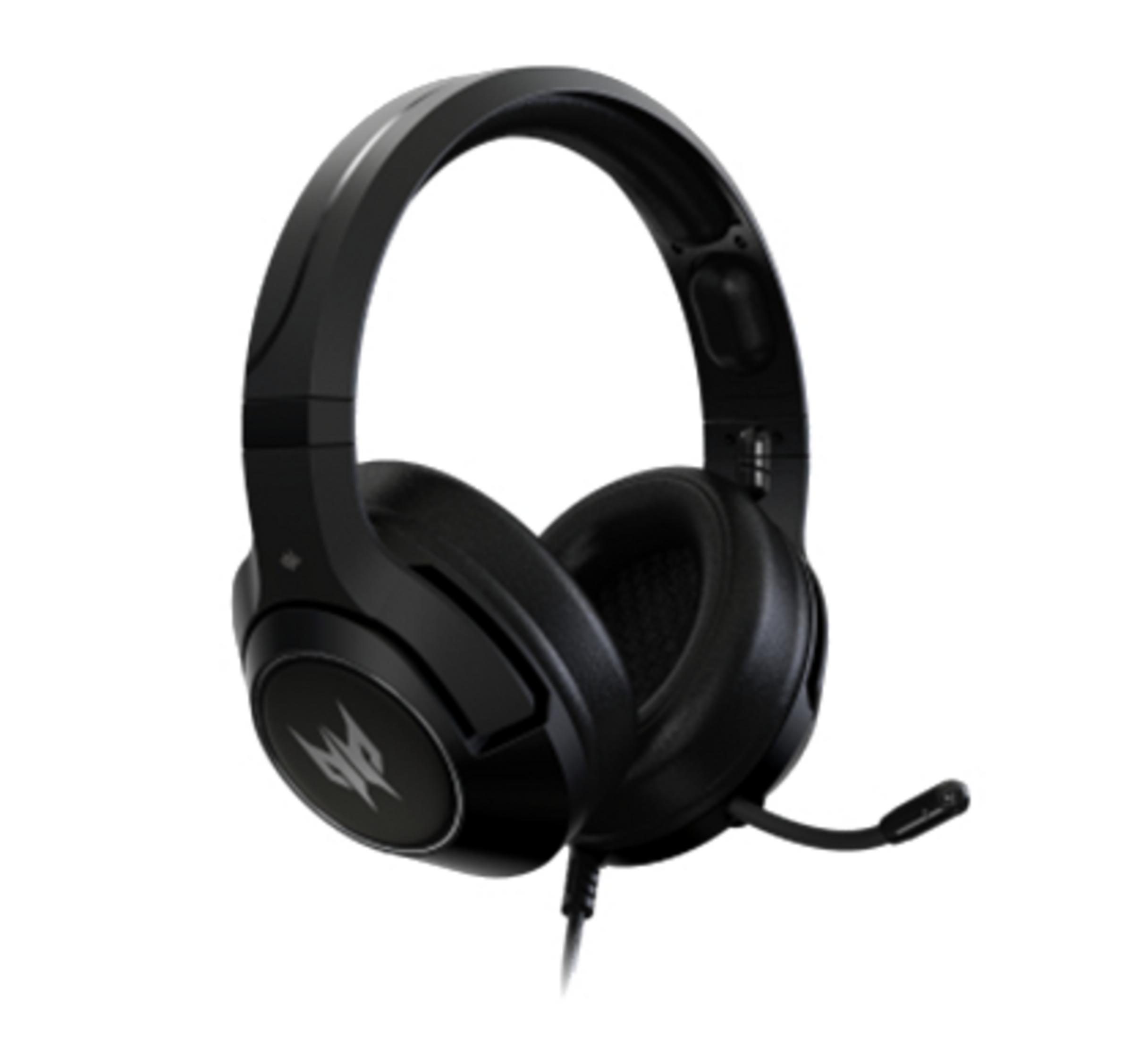 Cuffie da gioco nere con microfono. Logo Predator visibile. Sfondo bianco.
