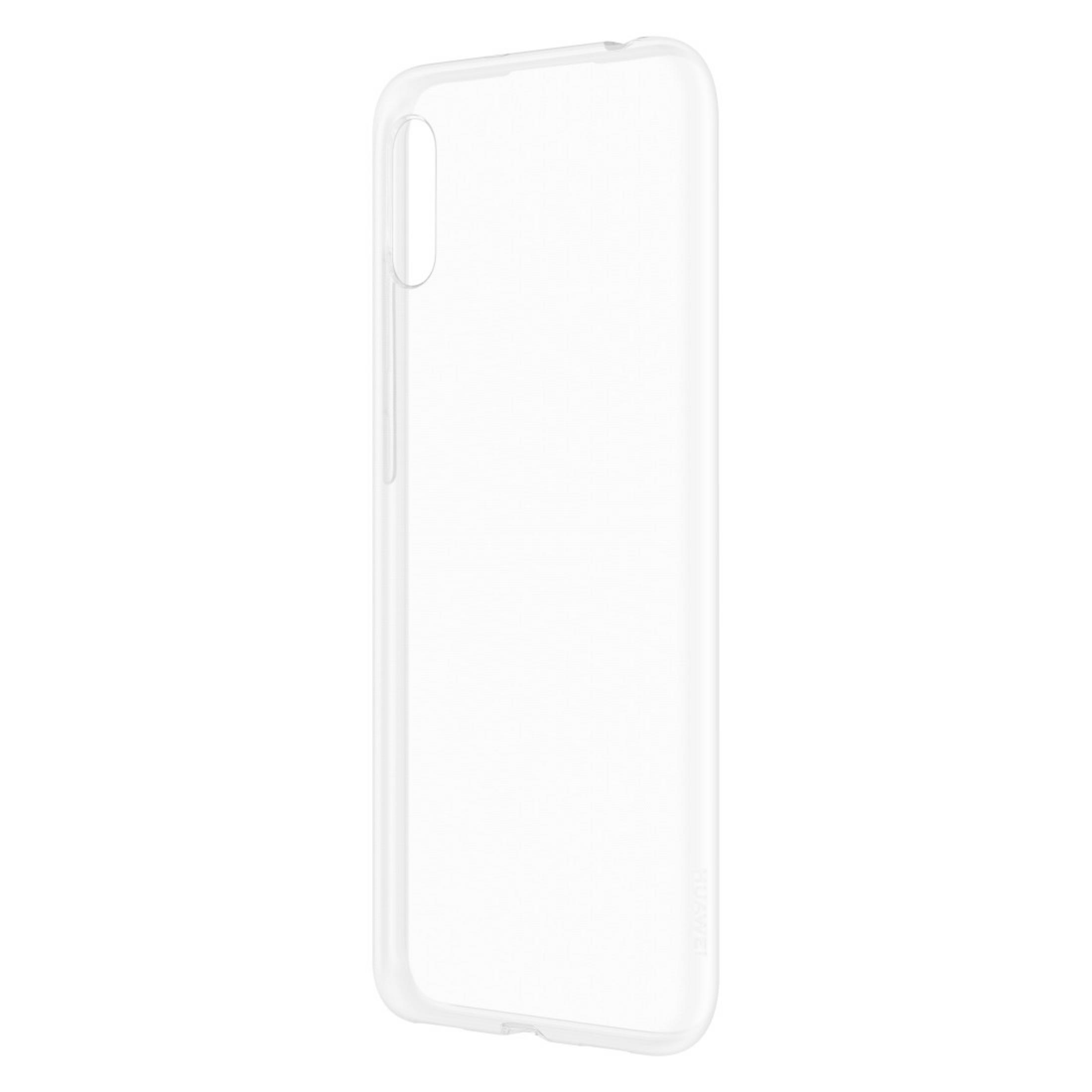 Przezroczyste etui na telefon z wycięciem na aparat i podwyższoną krawędzią.