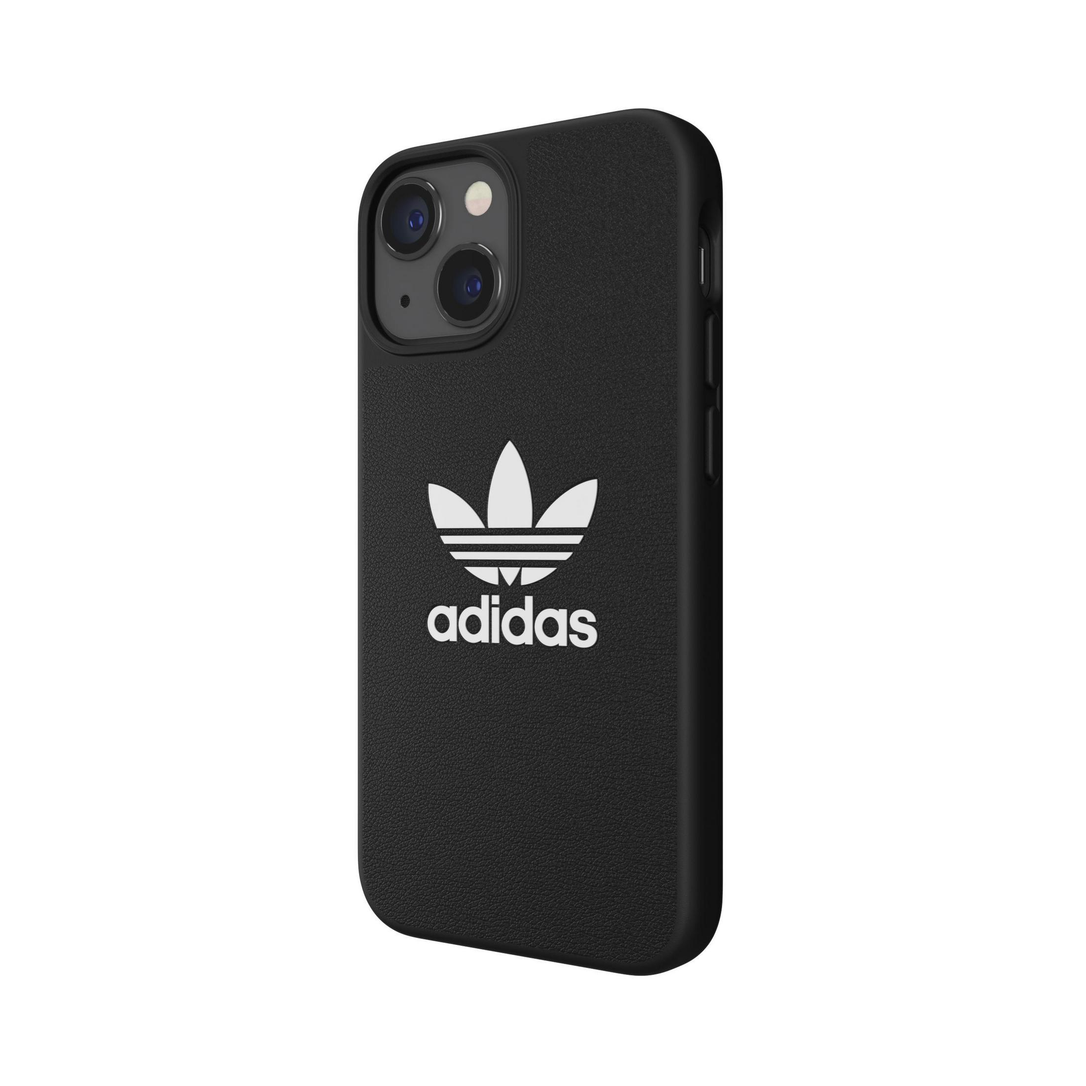 Una custodia nera per telefono con il logo Adidas sopra.