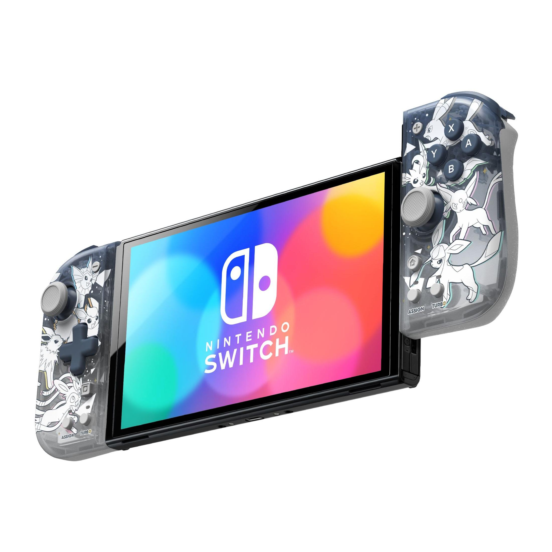 Konsola Nintendo Switch z Joy-Conami. Joy-Cony mają motywy Pokemon.