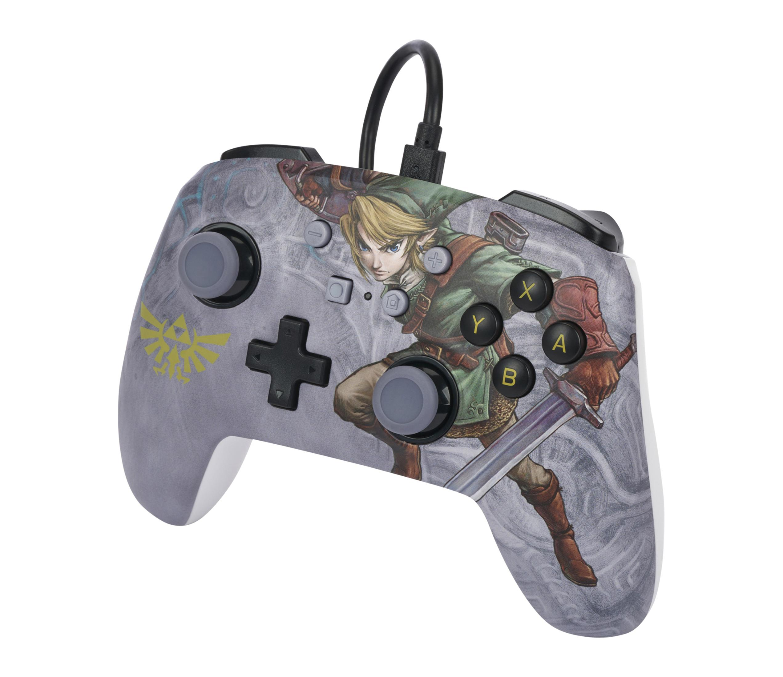 Zelda-Controller mit einem Bild von Link und seinem Schwert.