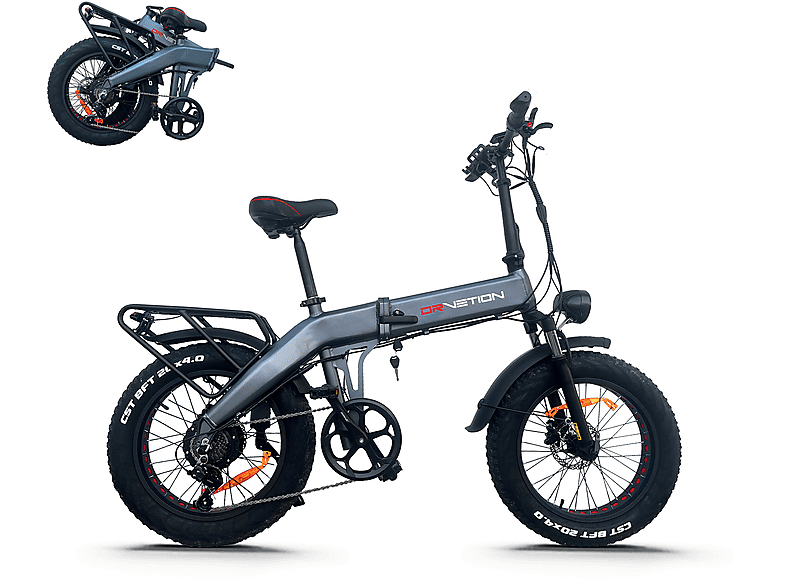 DRVETION 20" Fette Reifen EBike, Elektrofahrrad Pedelec, 48V/10Ah Kompakt/Faltrad